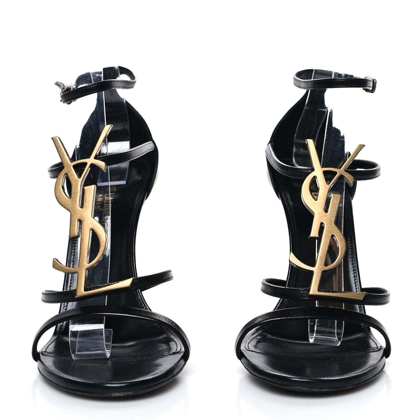 Patent Calfskin Cassandra 110 Sandals 40 Black Gold