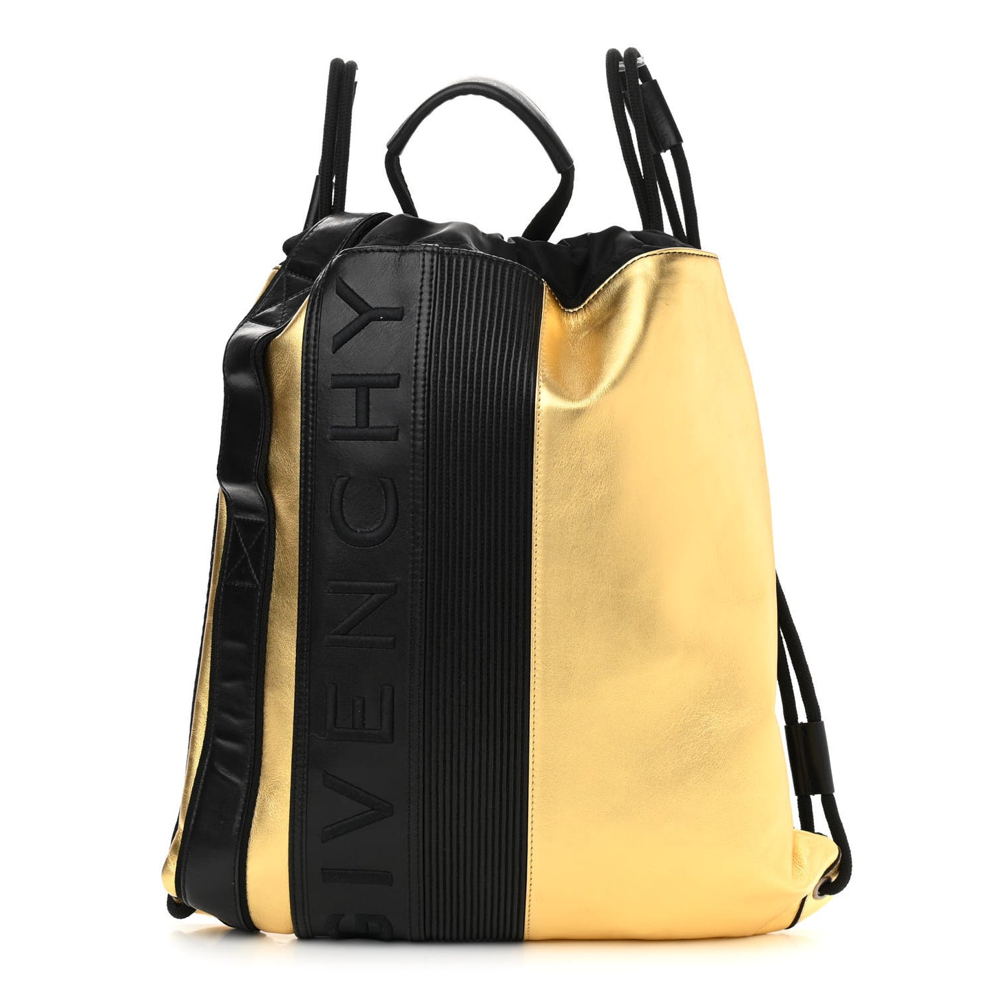 Calfskin MC3 Drawstring Backpack Bag Black Gold