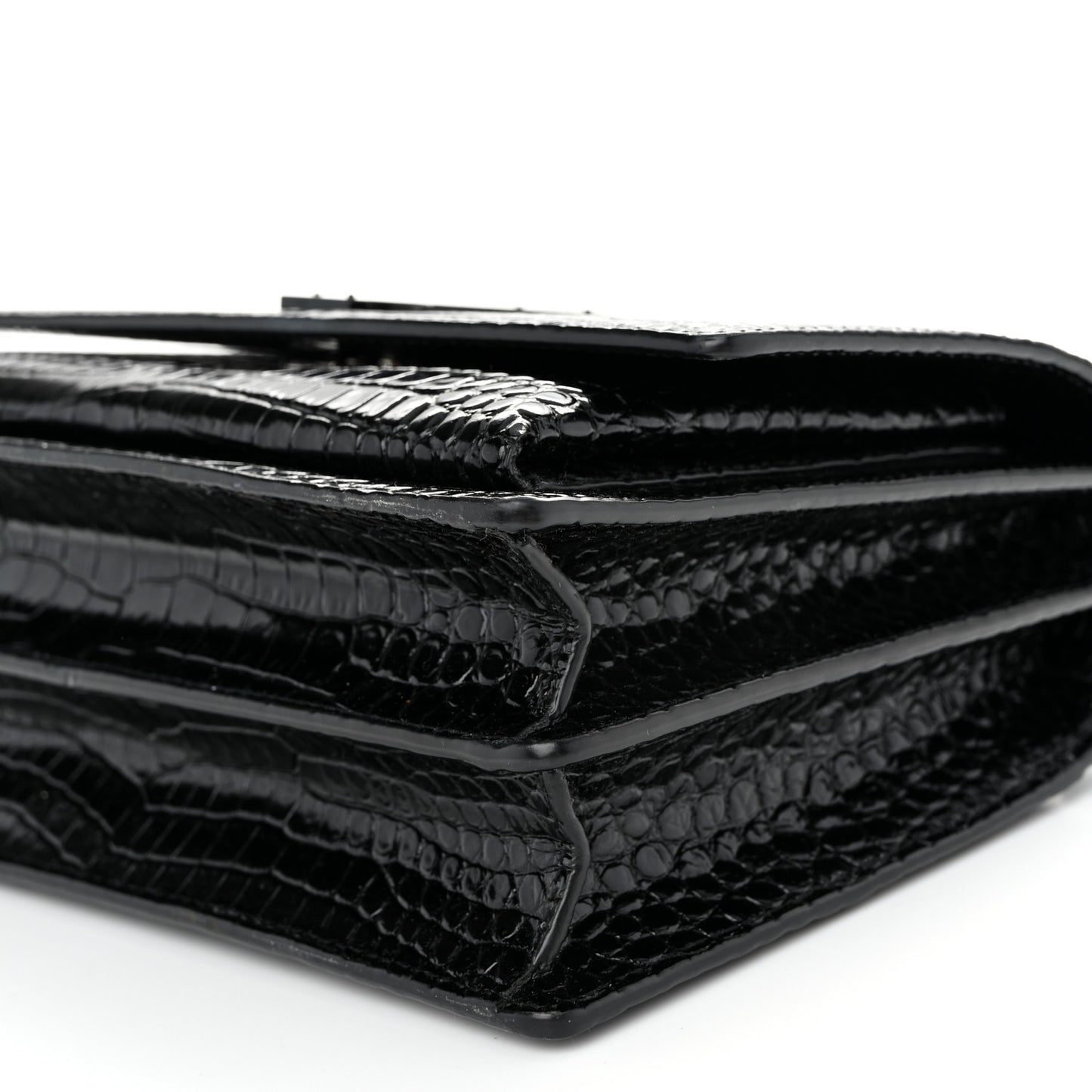 Calfskin Crocodile Embossed Medium Monochrome Monogram Sunset Black