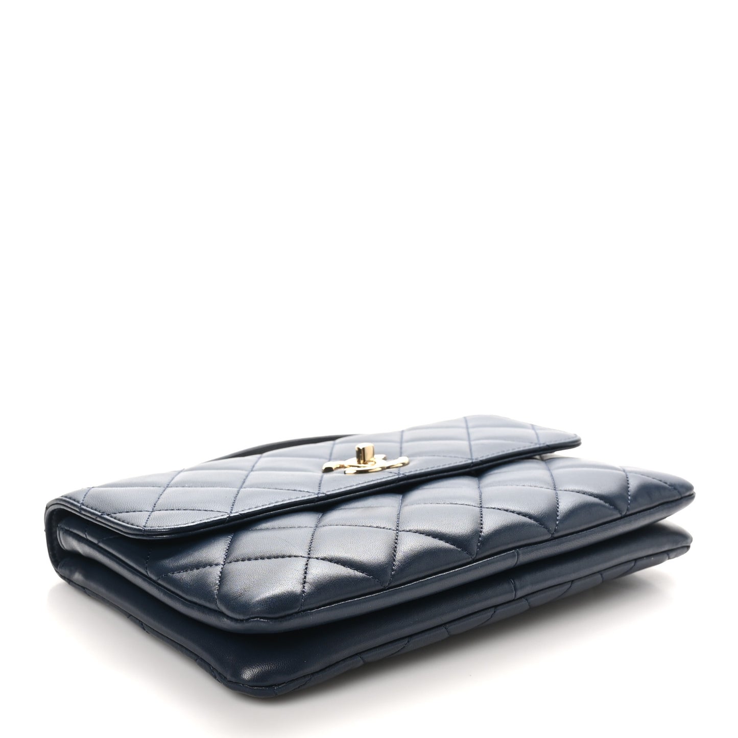 Lambskin Quilted Medium Trendy CC Flap Navy Blue