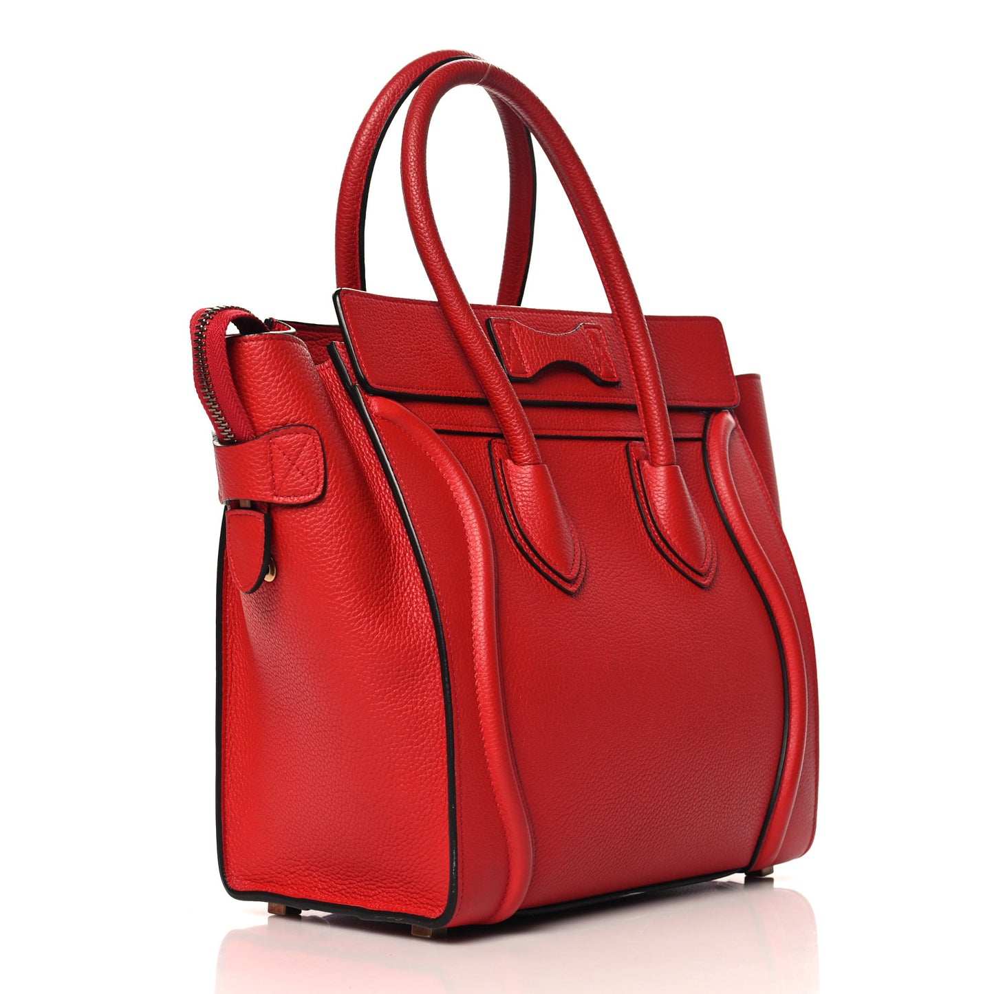 Drummed Calfskin Micro Luggage Red