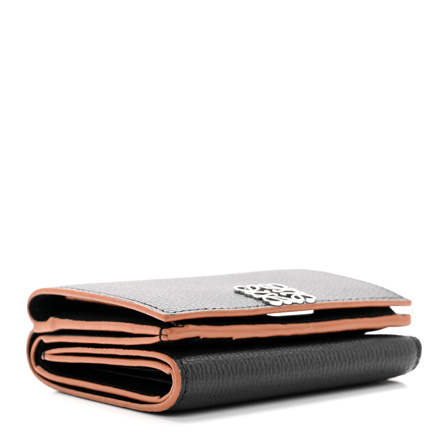 Loewe Grained Calfskin Anagram Trifold Wallet Black 5 of 7