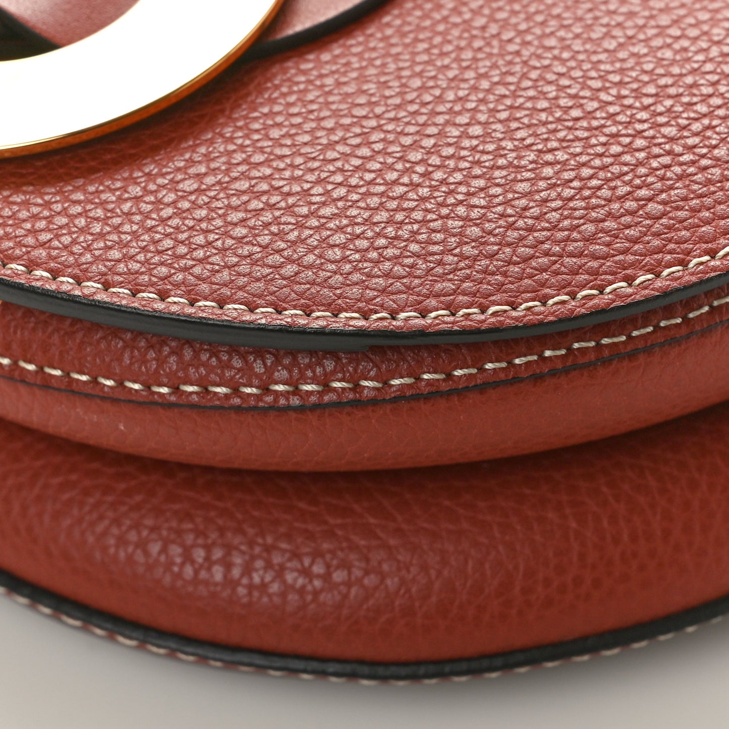 Grained Calfskin Small Darryl Saddle Crossbody Bag Sepia Brown