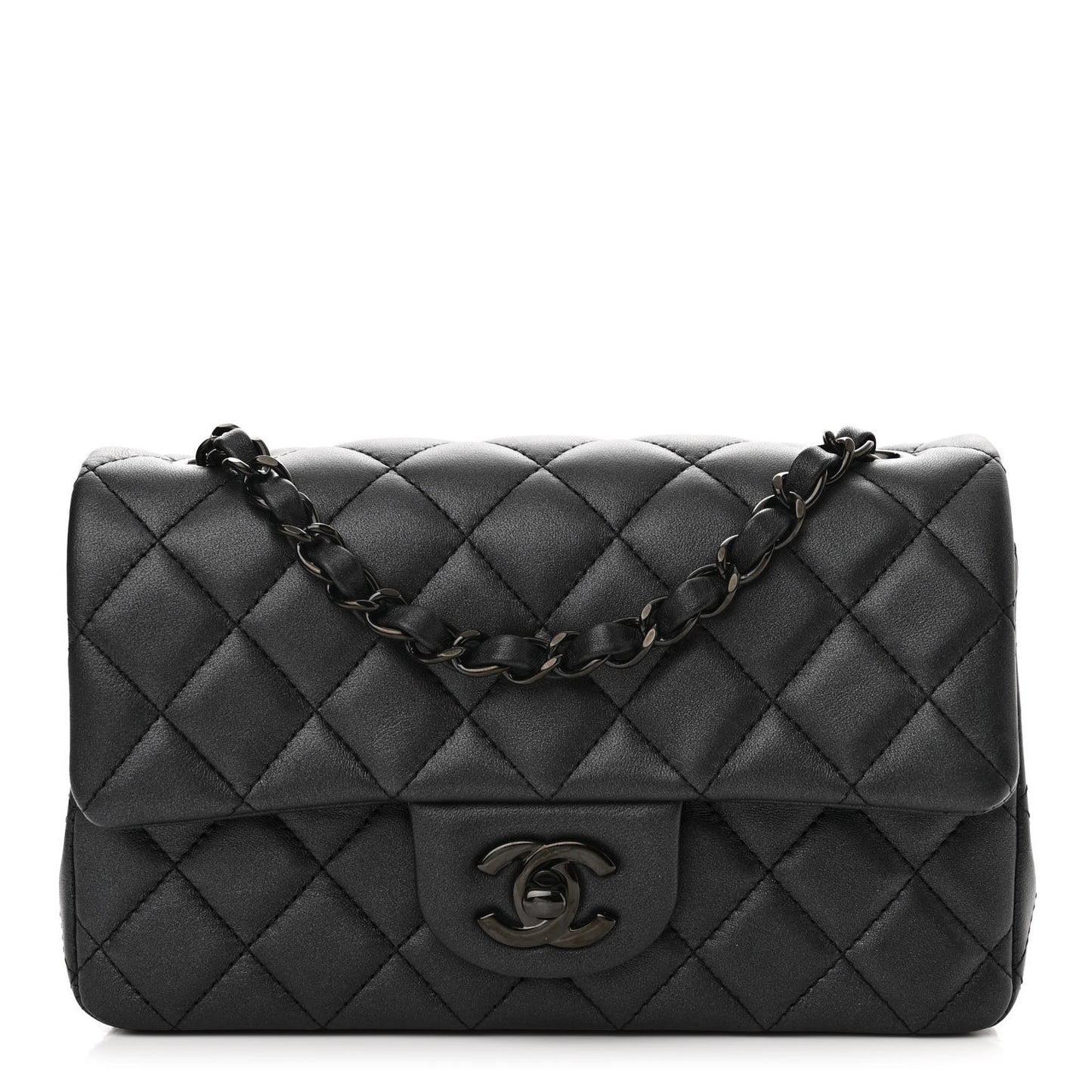 Lambskin Quilted Mini Rectangular Flap So Black