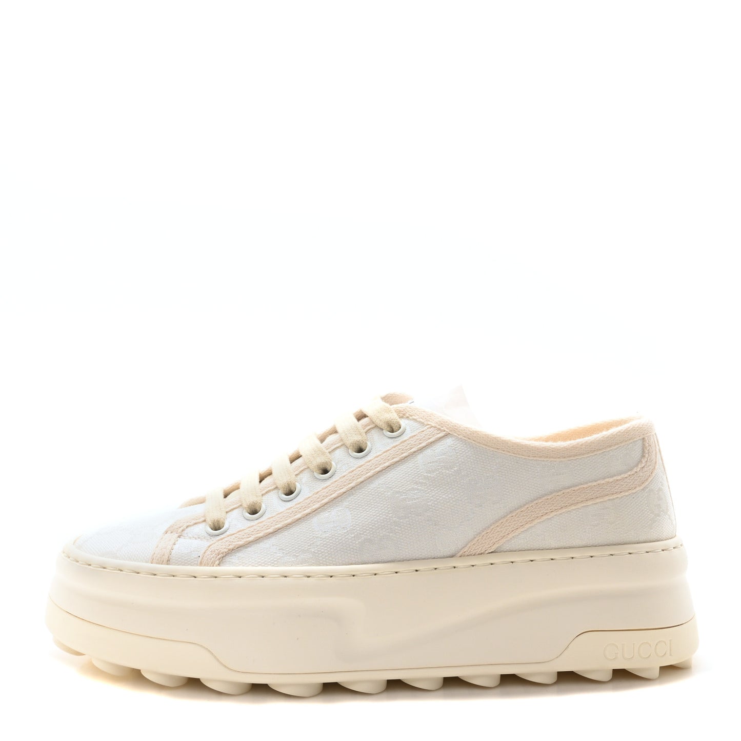 GG Monogram Womens 1977 Tennis Platform 52mm Sneakers 37 Great White Mystic White