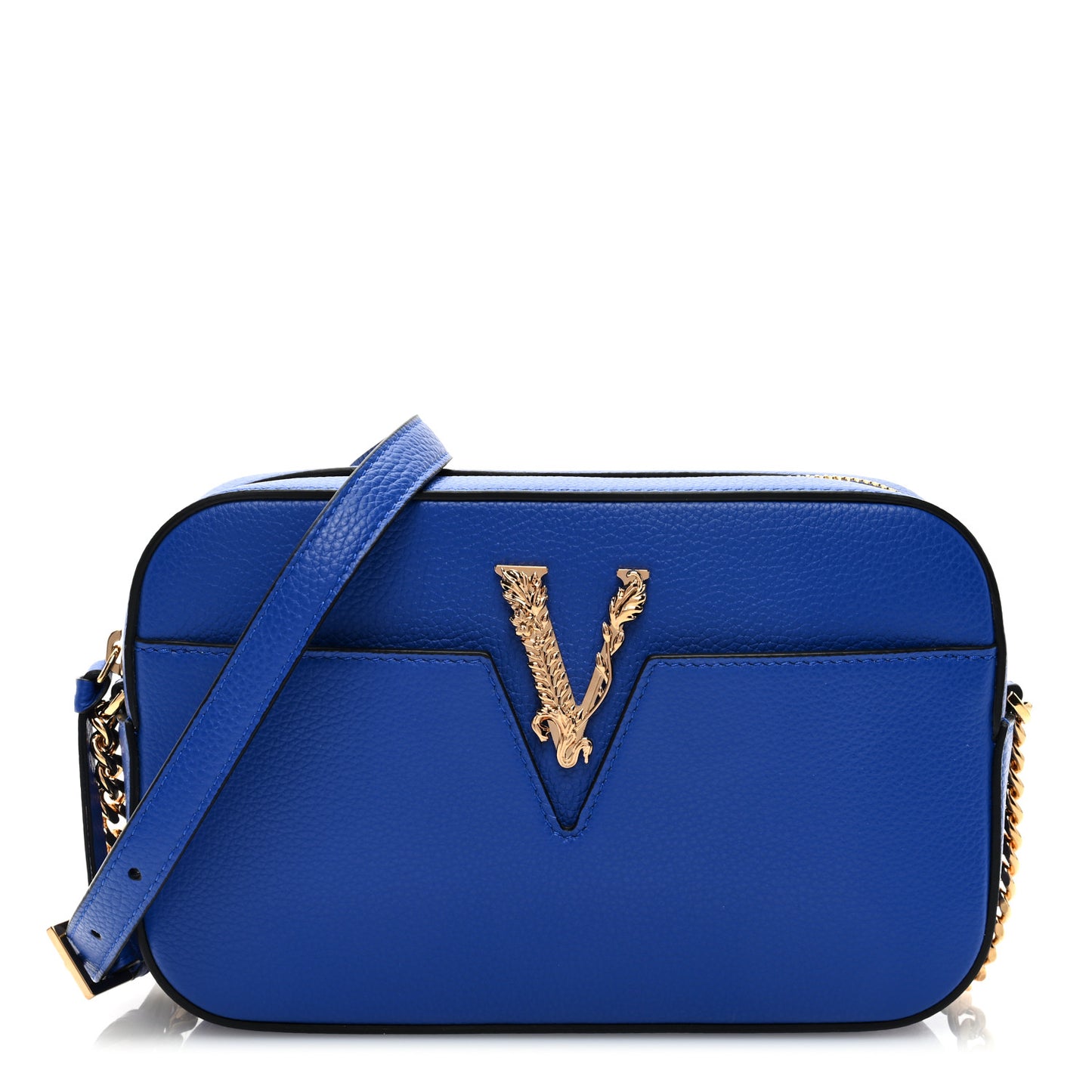 Grainy Calfskin Small Virtus Camera Bag Blue