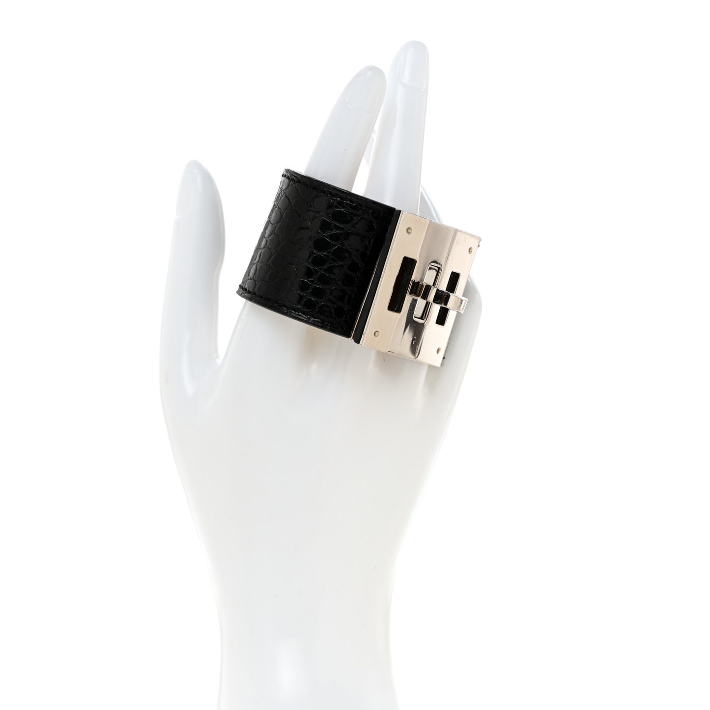 Shiny Alligator Kelly Dog Bracelet S Black