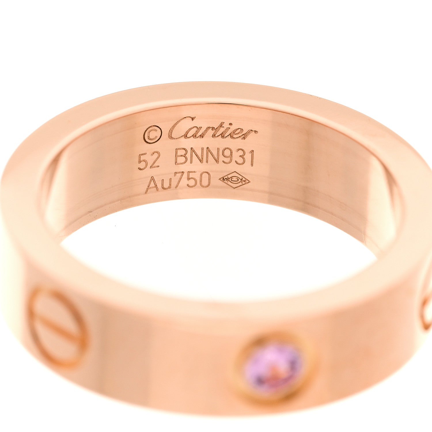 Cartier 18K Pink Gold Pink Sapphire 5.5mm LOVE Ring 52 6 4 of 4