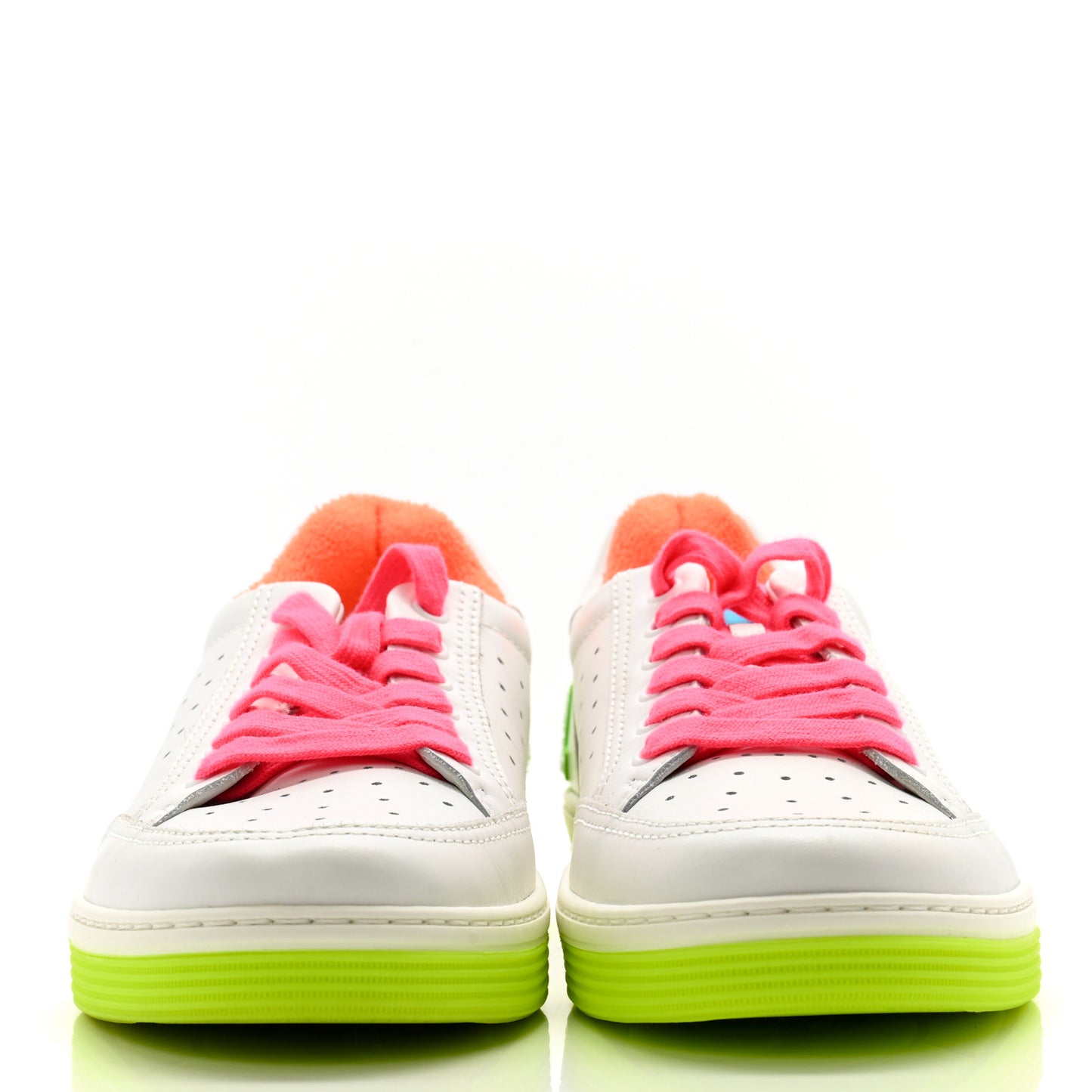 Calfskin Womens Logo Sneakers 40.5 White Multicolor