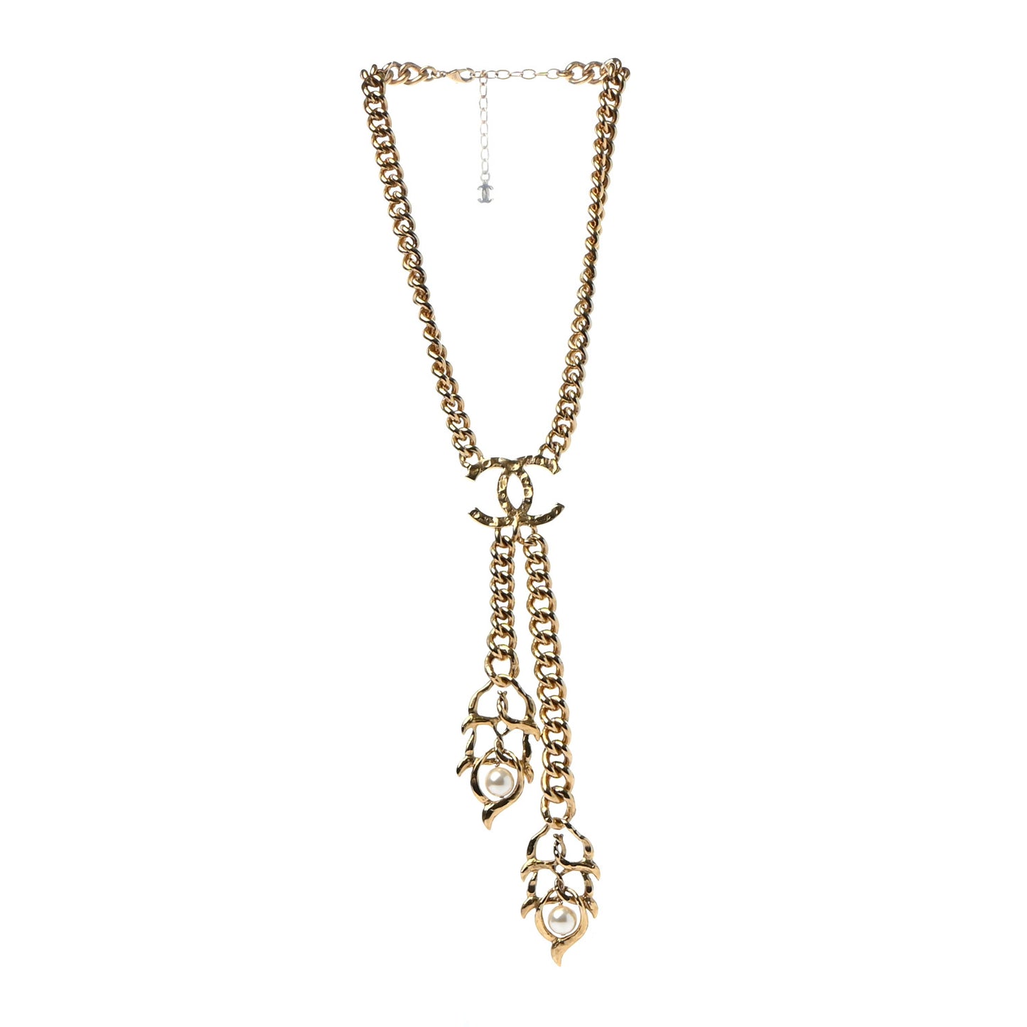 Pearl Metal CC Chain Necklace Gold