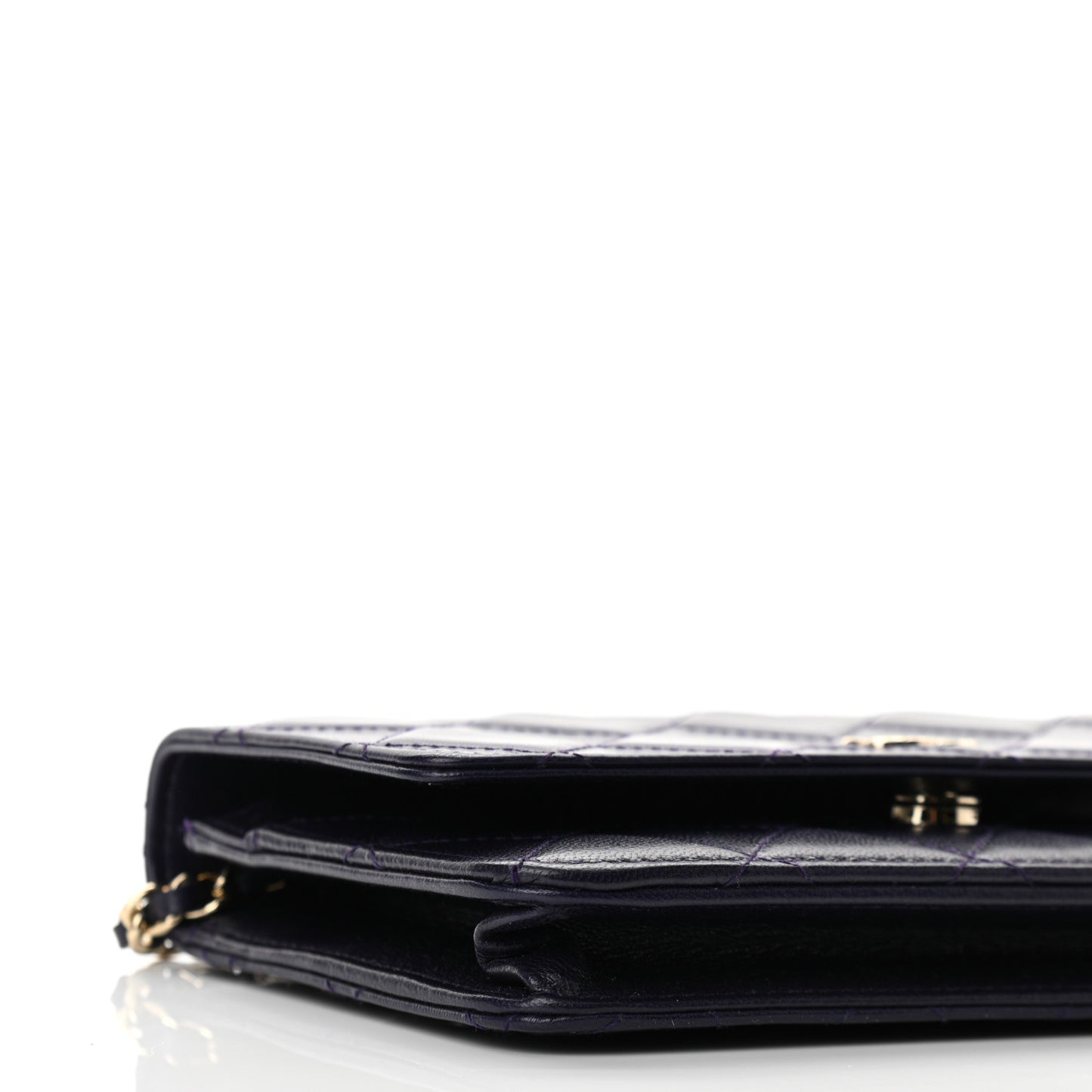 Lambskin Quilted Wallet On Chain WOC Purple