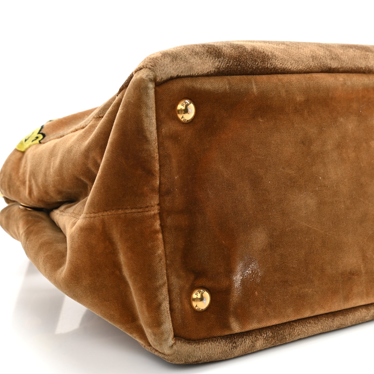 Velluto Ricamo Cahier Tote Bag Cammello