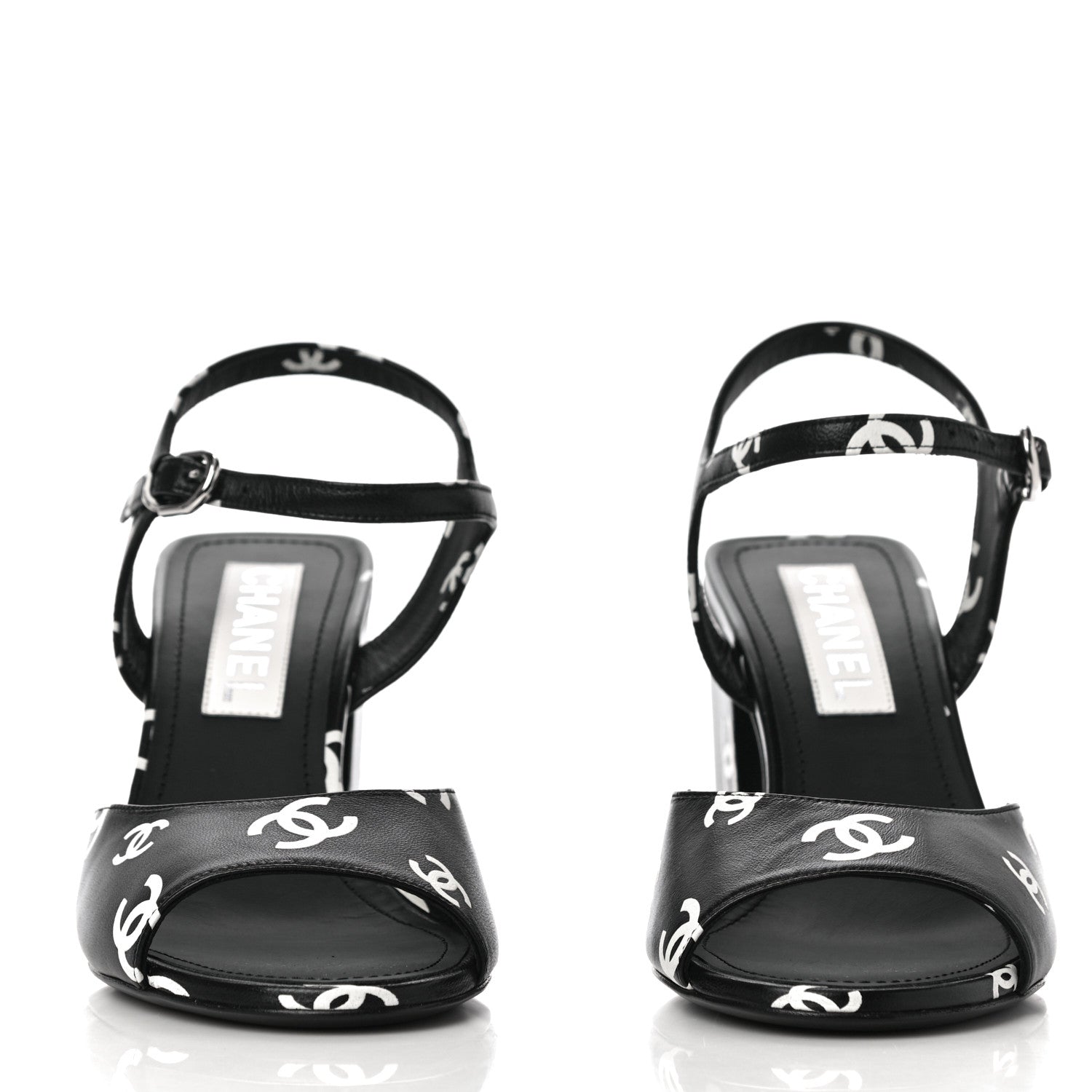 Chanel Printed Lambskin CC Sandals 38 Black 2 of 9