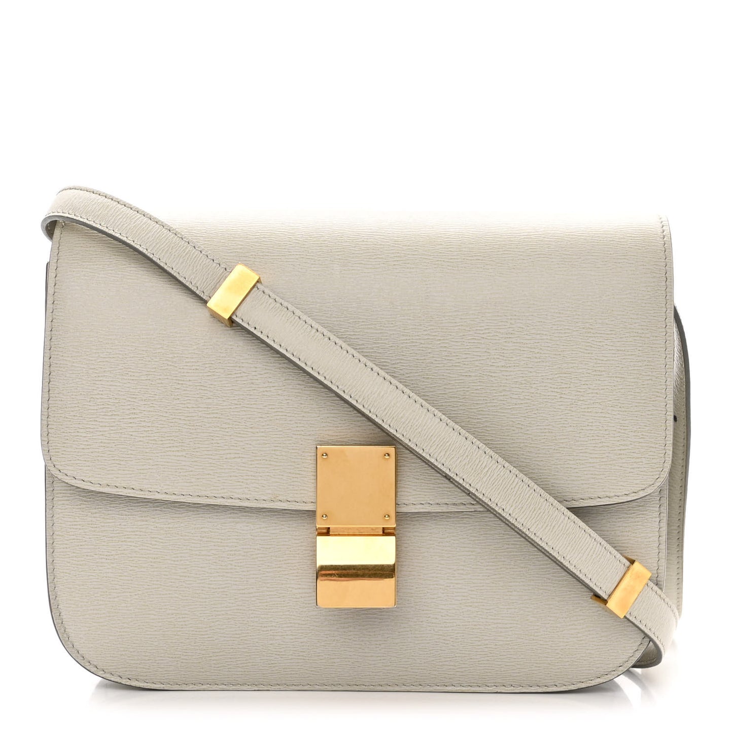 Liege Calfskin Medium Classic Box Flap Bag Pale Grey