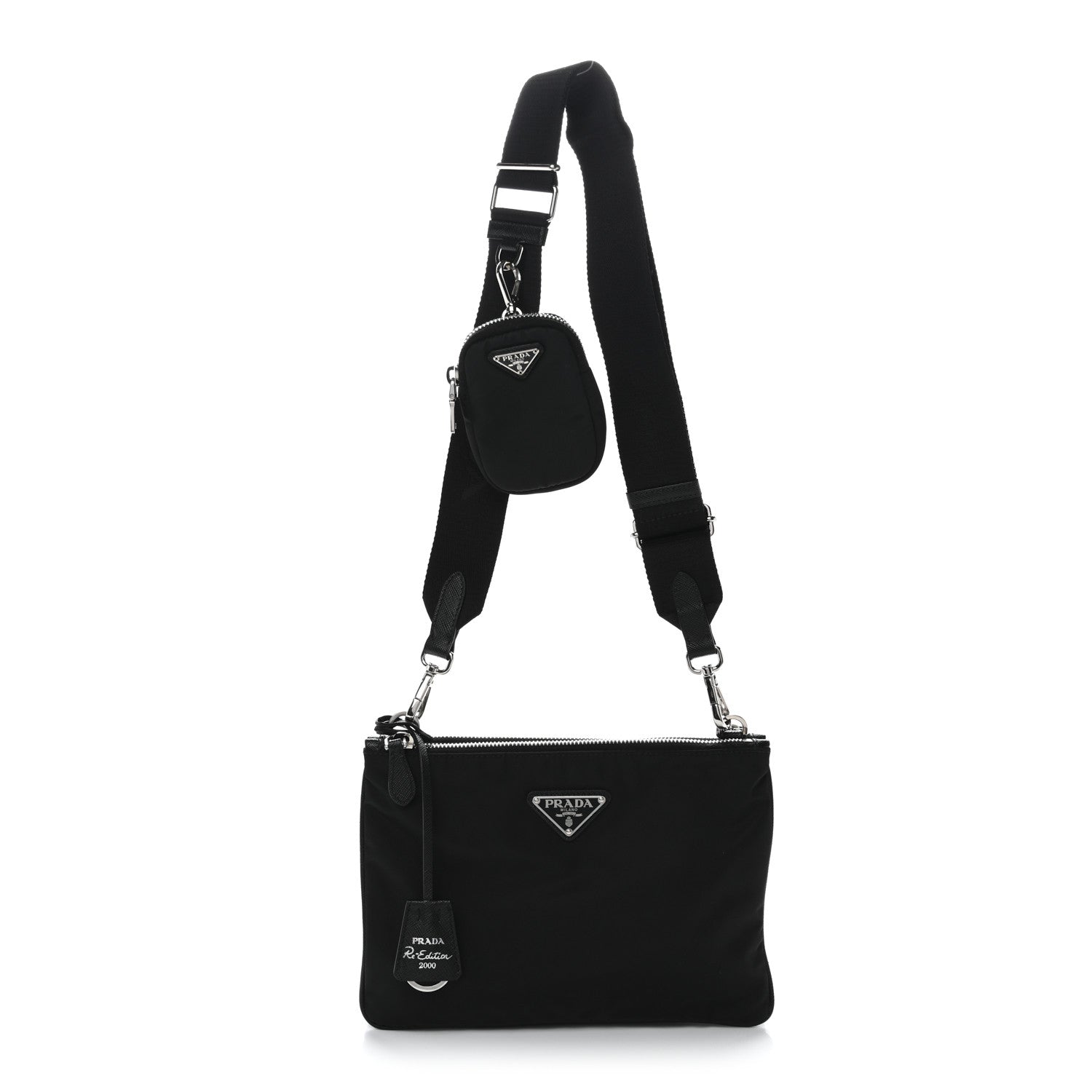 Prada Re-Nylon Saffiano Re-Edition 2000 Double Zip Crossbody Bag