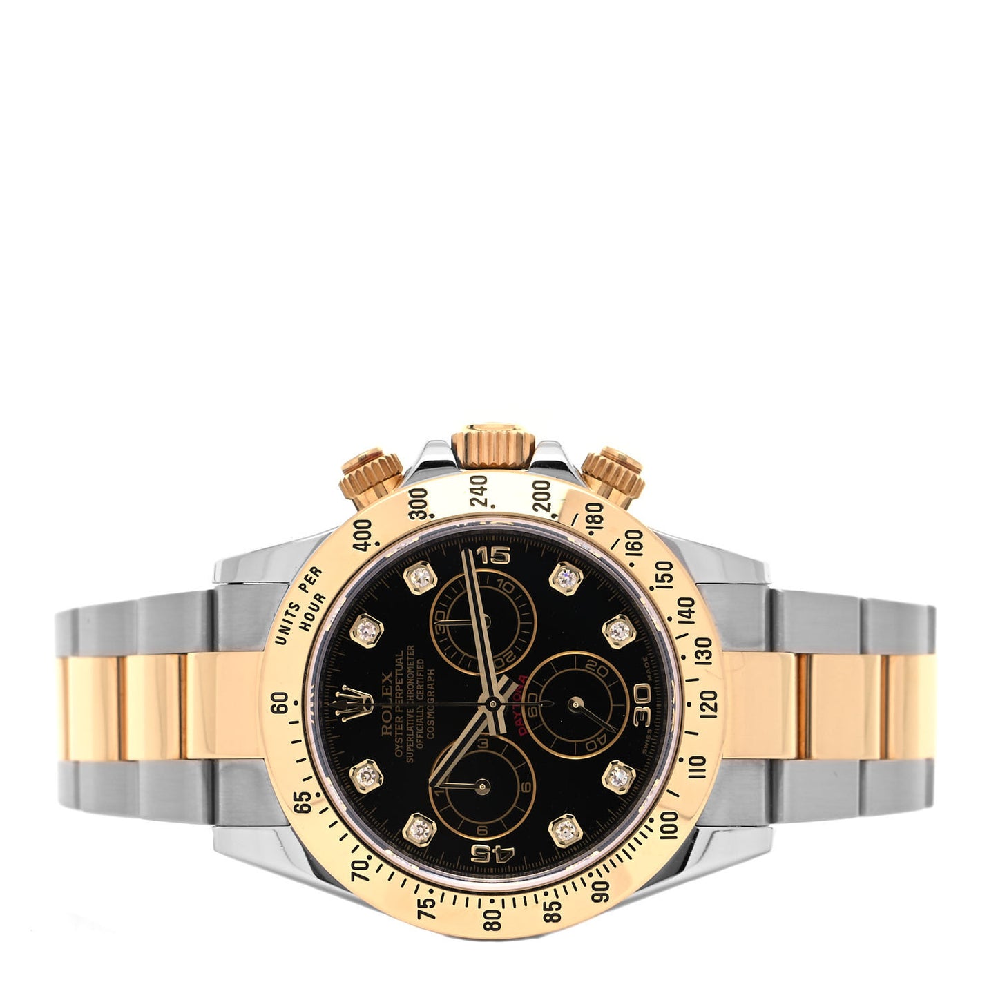 Stainless Steel 18K Yellow Gold Diamond 40mm Oyster Perpetual Cosmograph Daytona Watch Black 116523