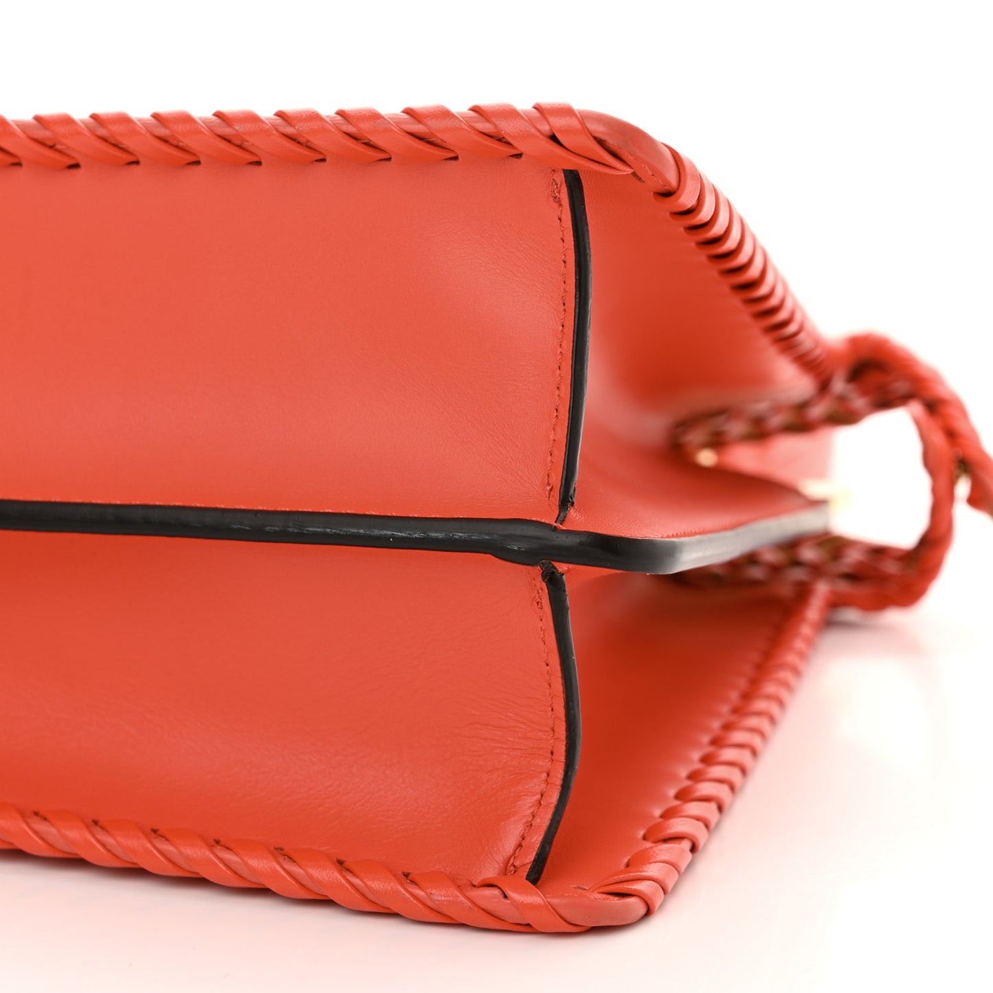 Vitello King Ceylon Shiny Nappa Woven Medium Peekaboo I SEE U Satchel Tulipano