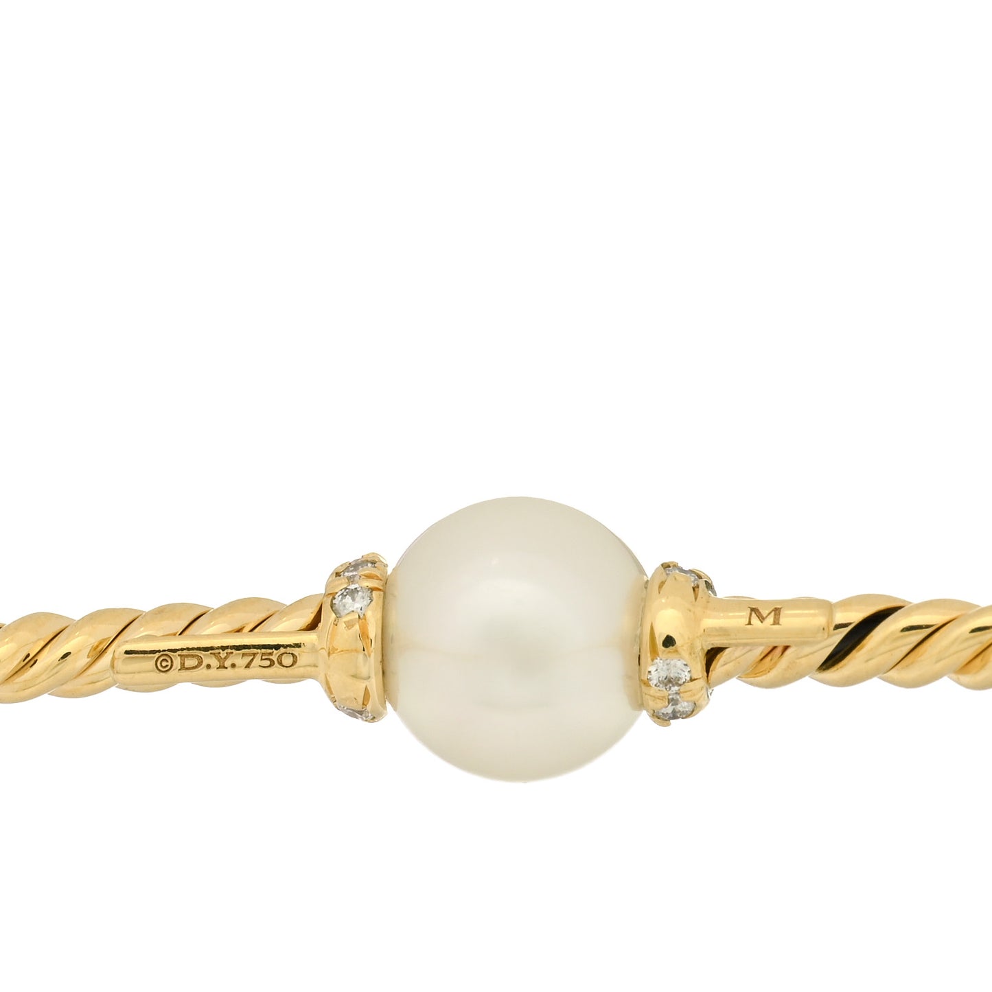 18K Yellow Gold Diamond Pearl 7mm Solari Station Bracelet
