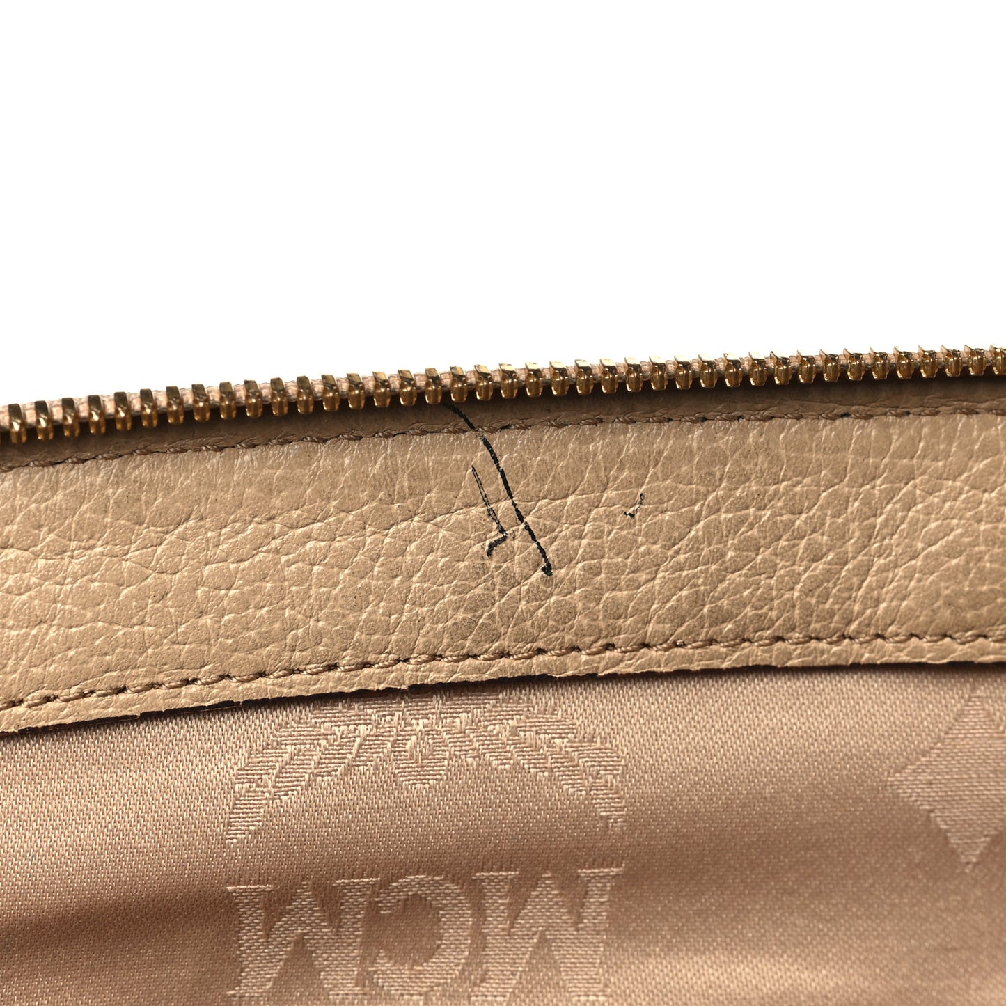 Grained Calfskin Studded Satchel Beige