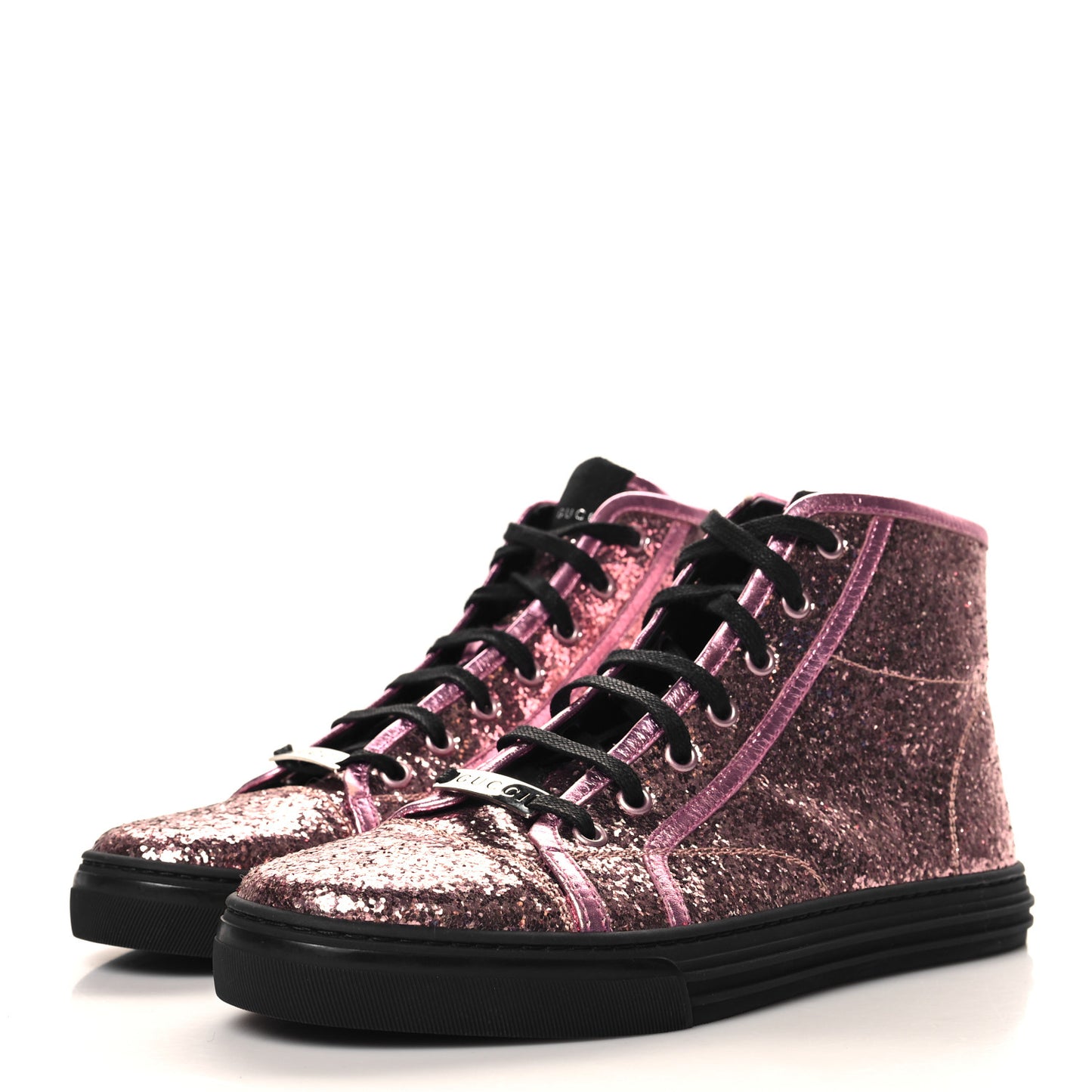 Glitter Galactica Nappa High Top Sneakers 38.5 Soft Pink Rosa