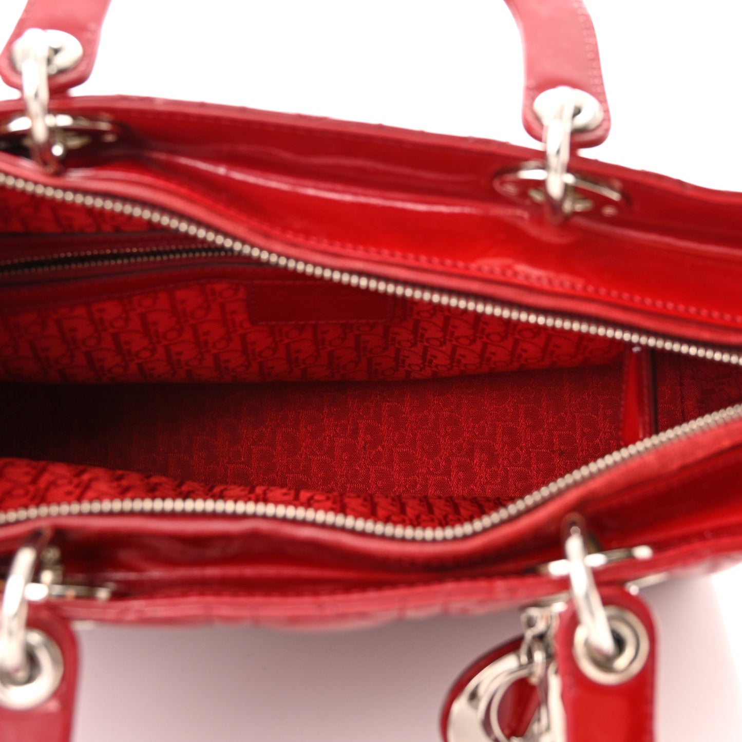 Patent Cannage Large Lady Dior Red