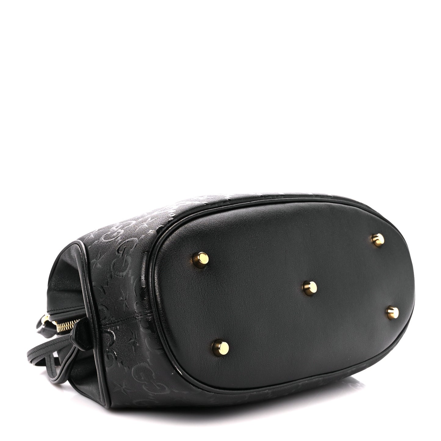 Wonka Grain Calfskin GG Monogram Star Embossed GG Top Handle Bag Black