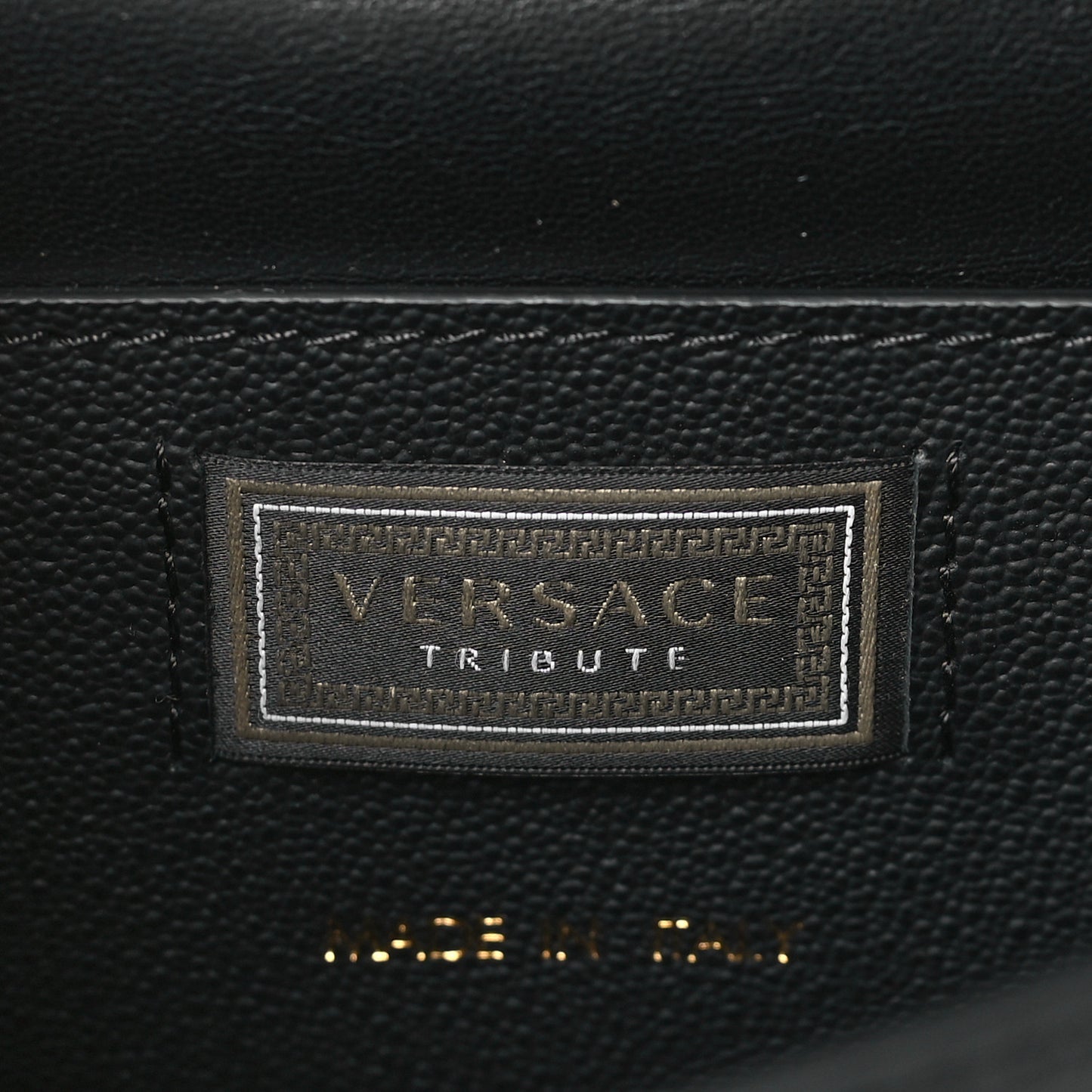 Calfskin Barocco Print Tribute Crossbody Bag Black Gold