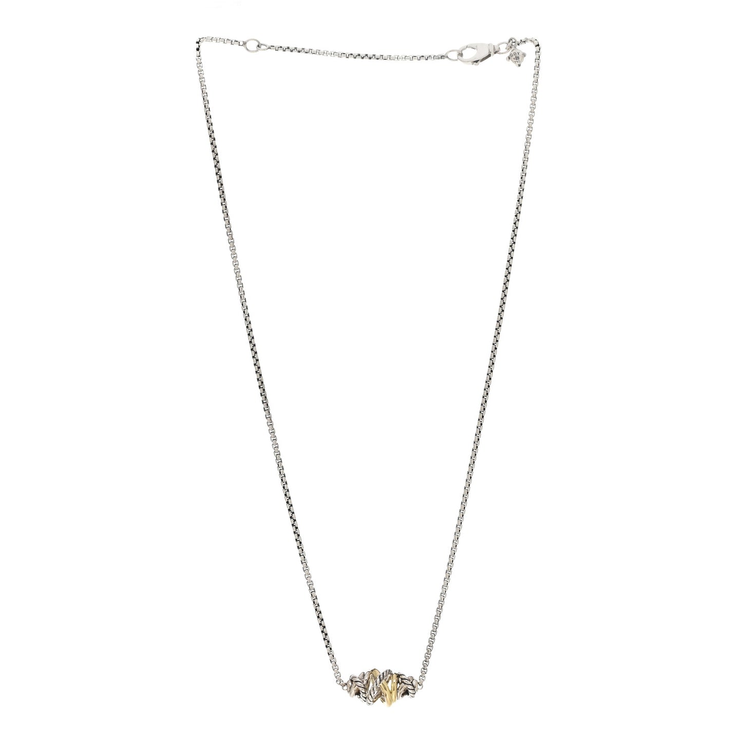 Sterling Silver 18K Yellow Gold Crossover Single Station Pendant Necklace