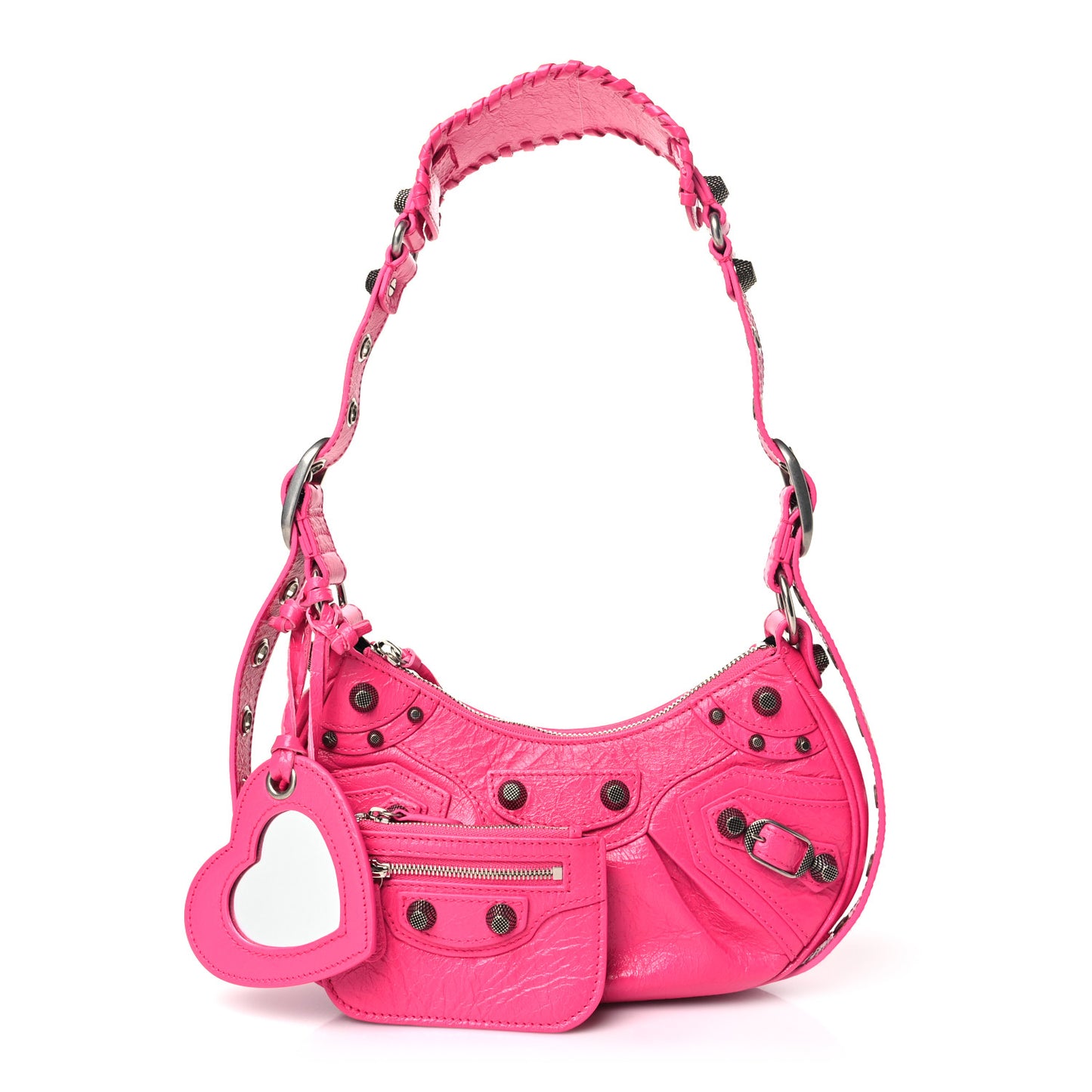 Agneau Arena Le Cagole Shoulder Bag XS Fluo Pink