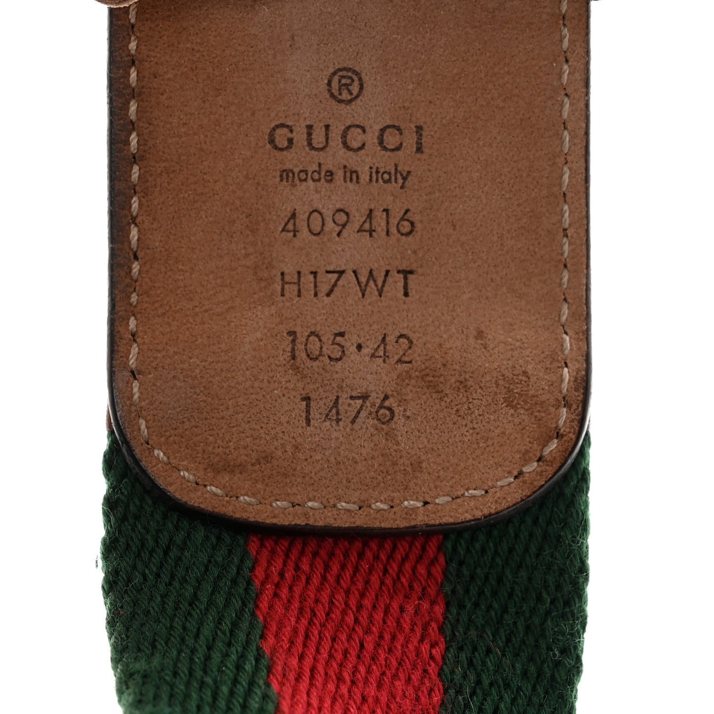 Nylon Calfskin Double G Web 40mm Belt Green Red Cuir