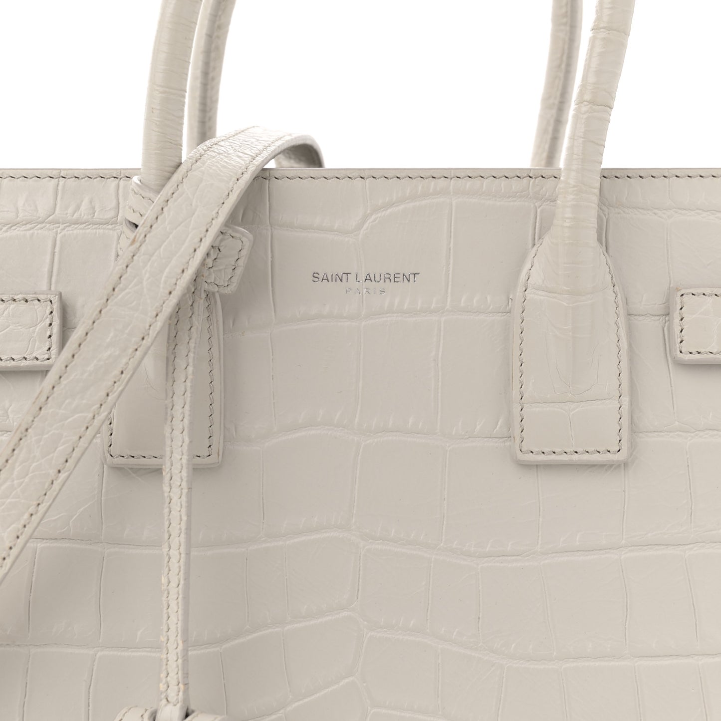 Calfskin Crocodile Embossed Baby Sac De Jour Gris Perle