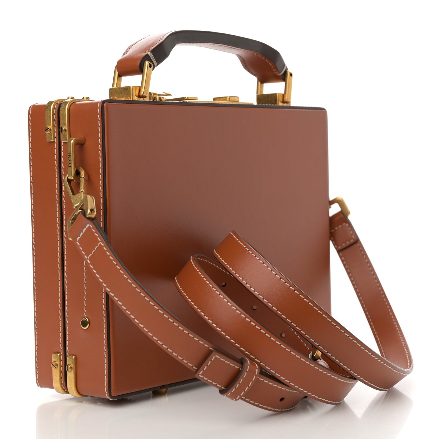 Calfskin Dior Tears Mini Briefcase Brown Red