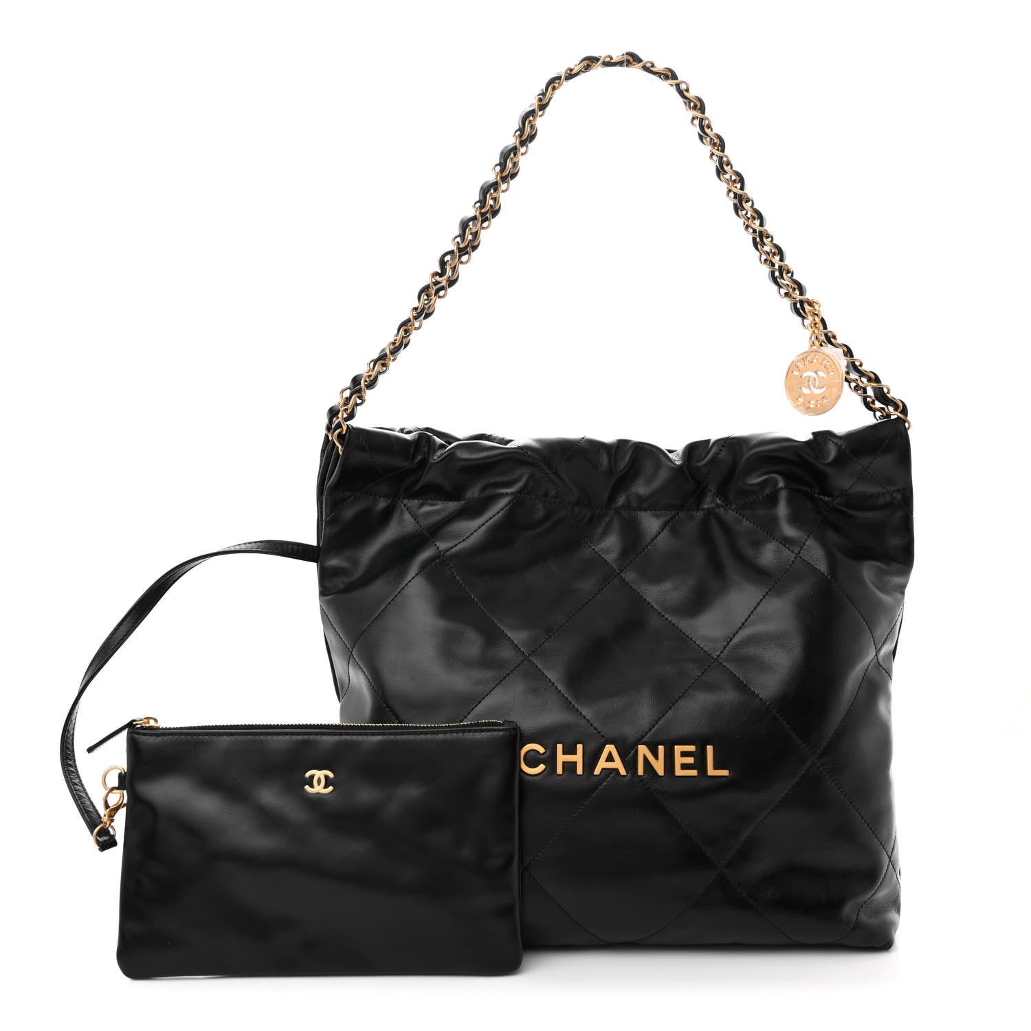 Chanel Shiny Calfskin Quilted Small Chanel 22 Black 3 of 12