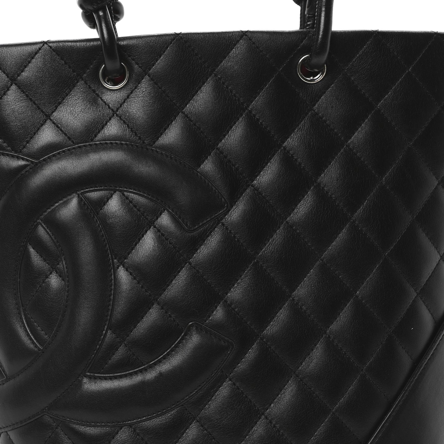 Calfskin Quilted Medium Cambon Tote Black