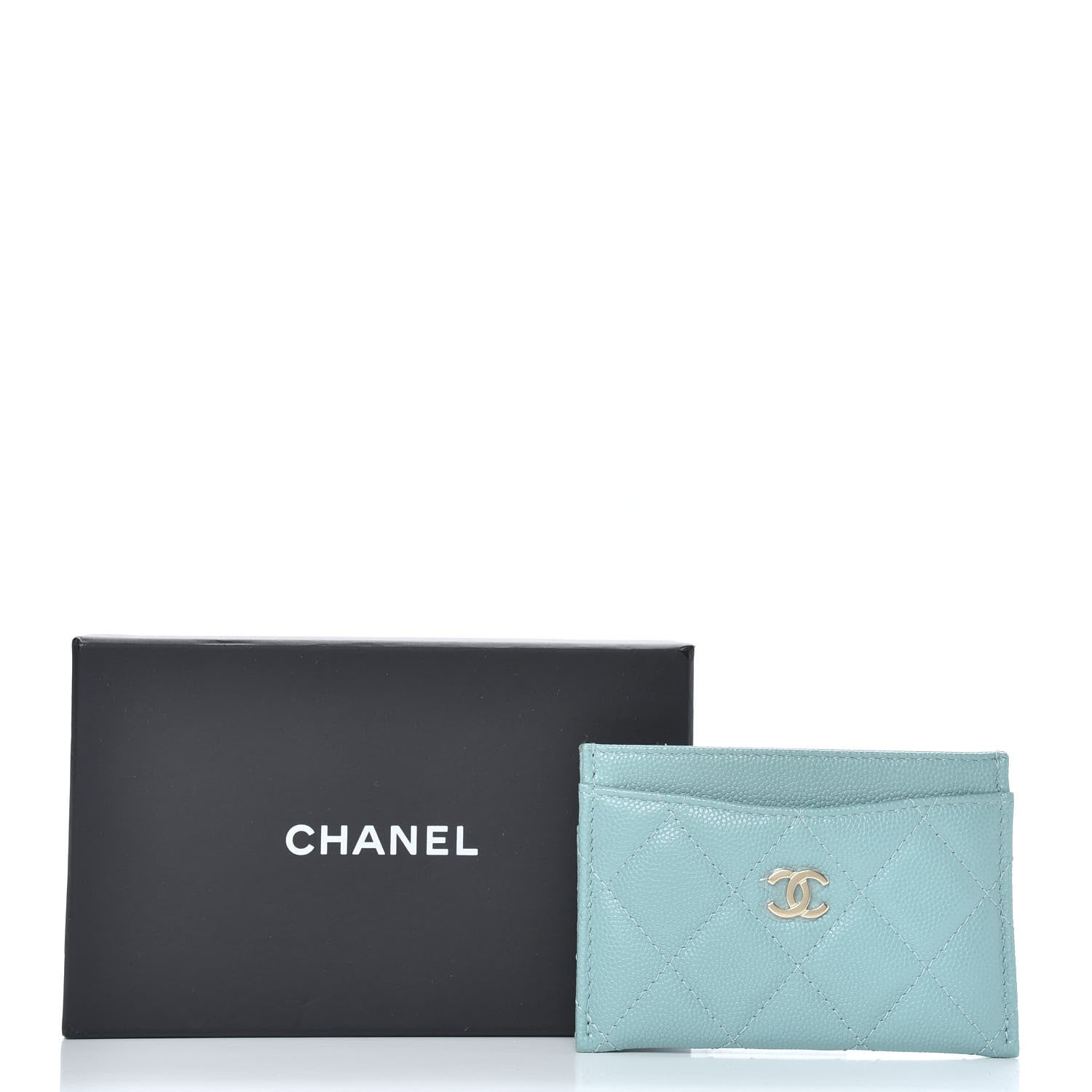 Chanel Caviar Quilted Card Holder Light Blue 8 of 8