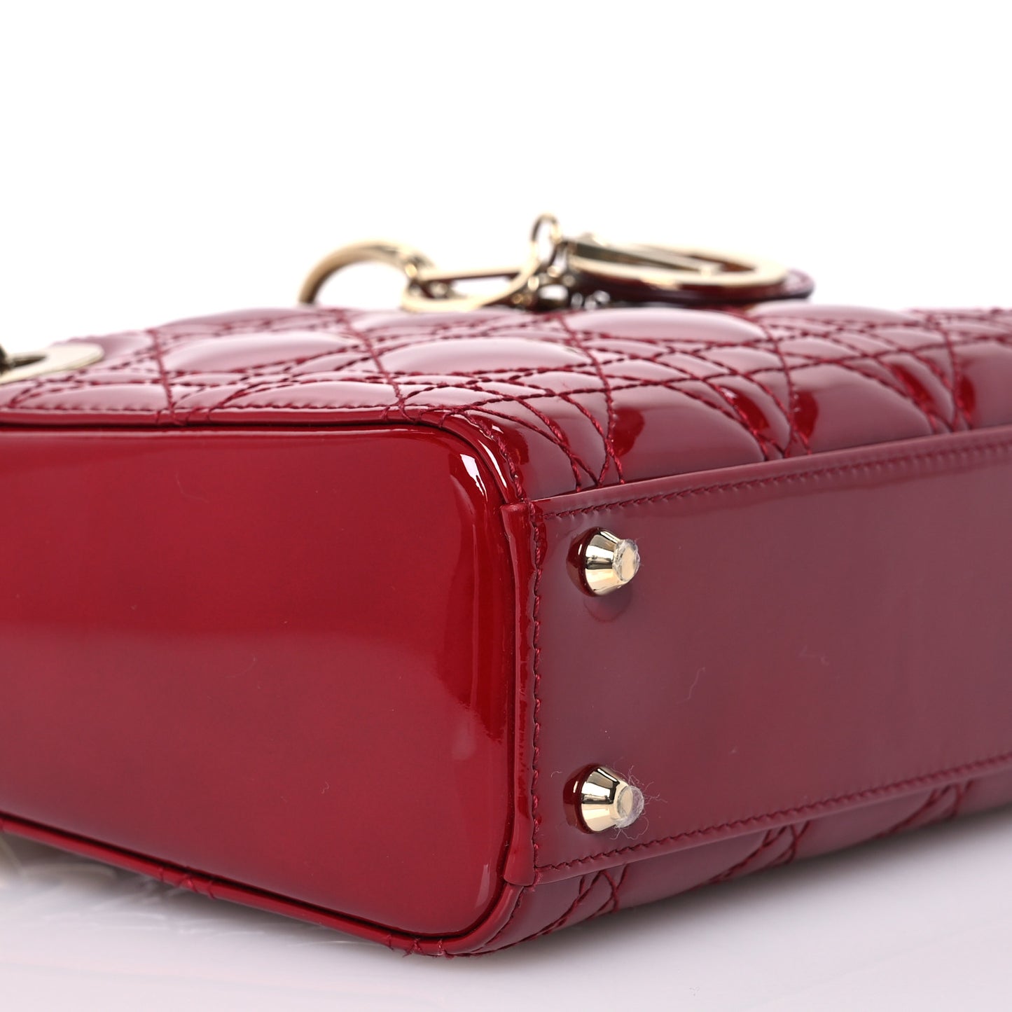 Patent Cannage Mini Lady Dior Red