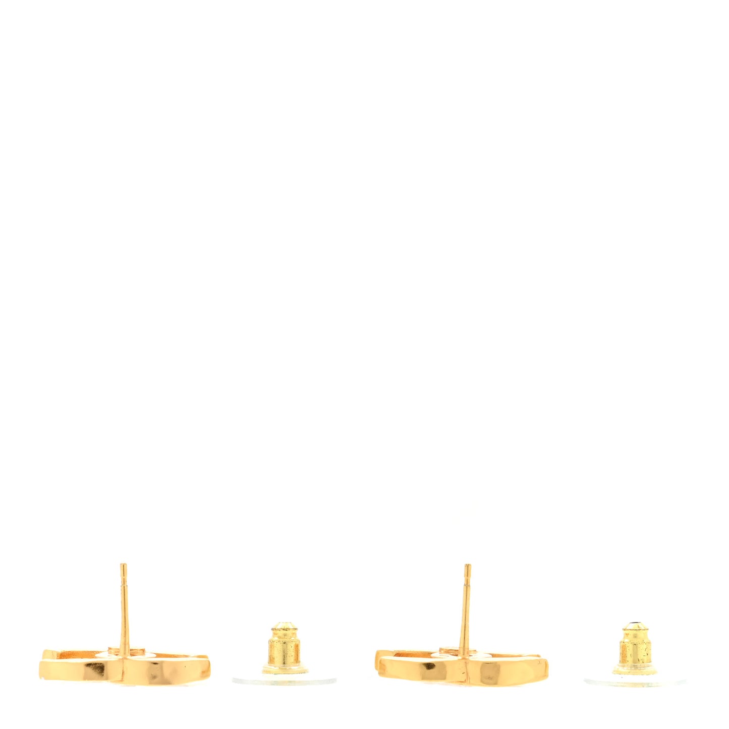 Metal CC Earrings Gold White