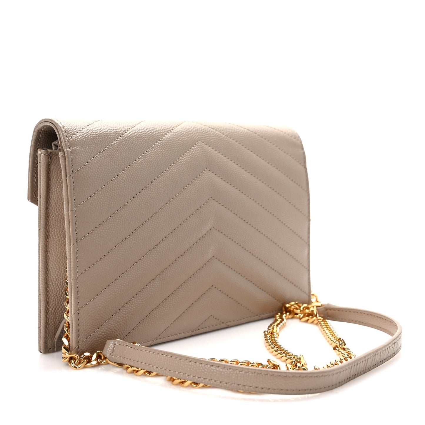 Grain De Poudre Matelasse Chevron Monogram Envelope Chain Wallet Nude Powder