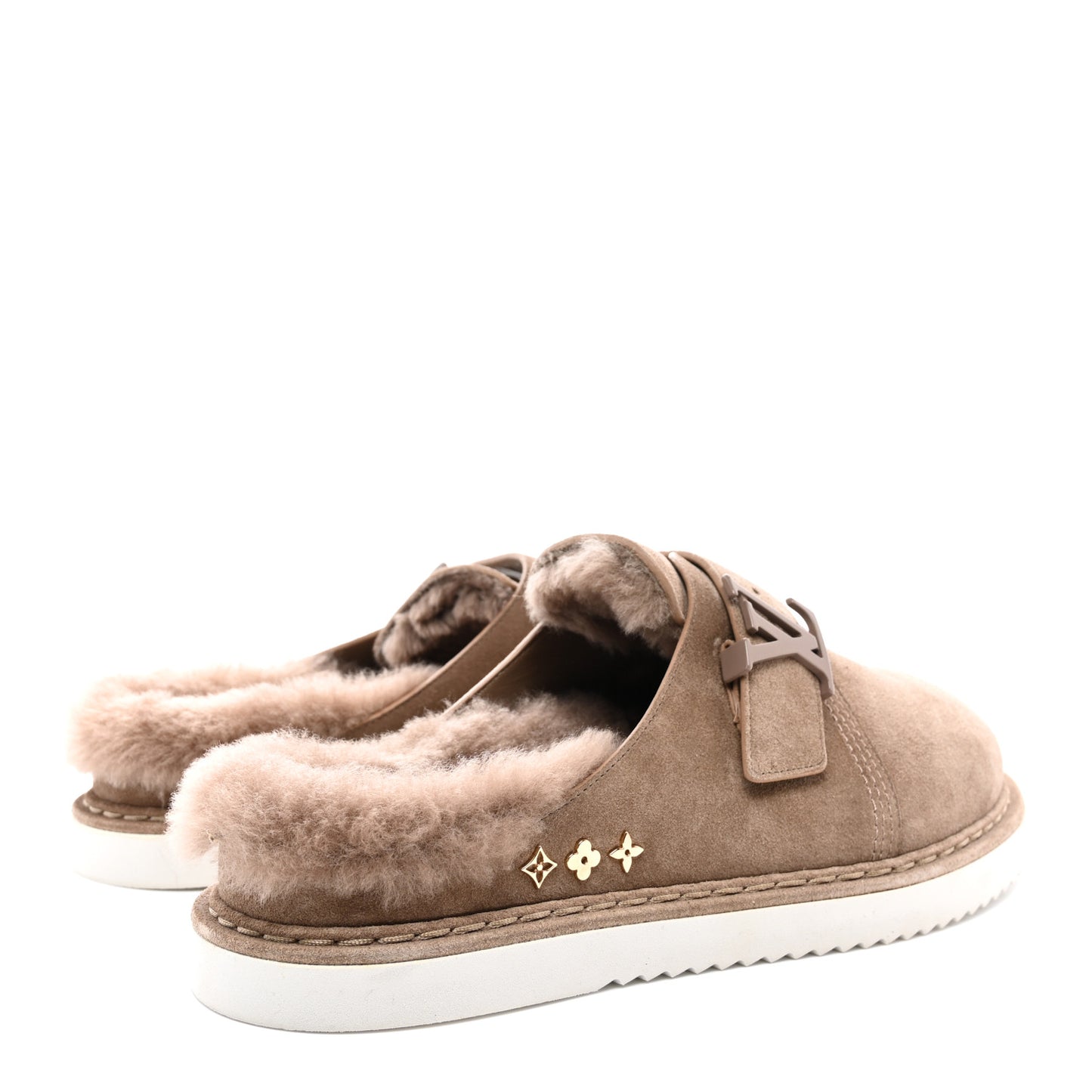 Monogram Fur LV Easy Mule 9 Brown
