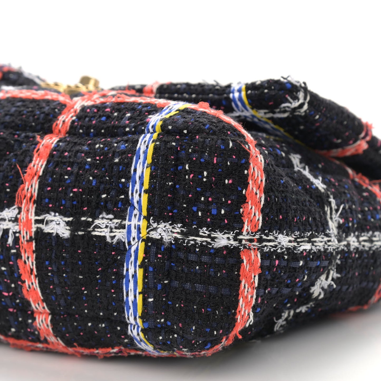 Tweed Quilted Large Chanel 19 Flap Black Orange Blue