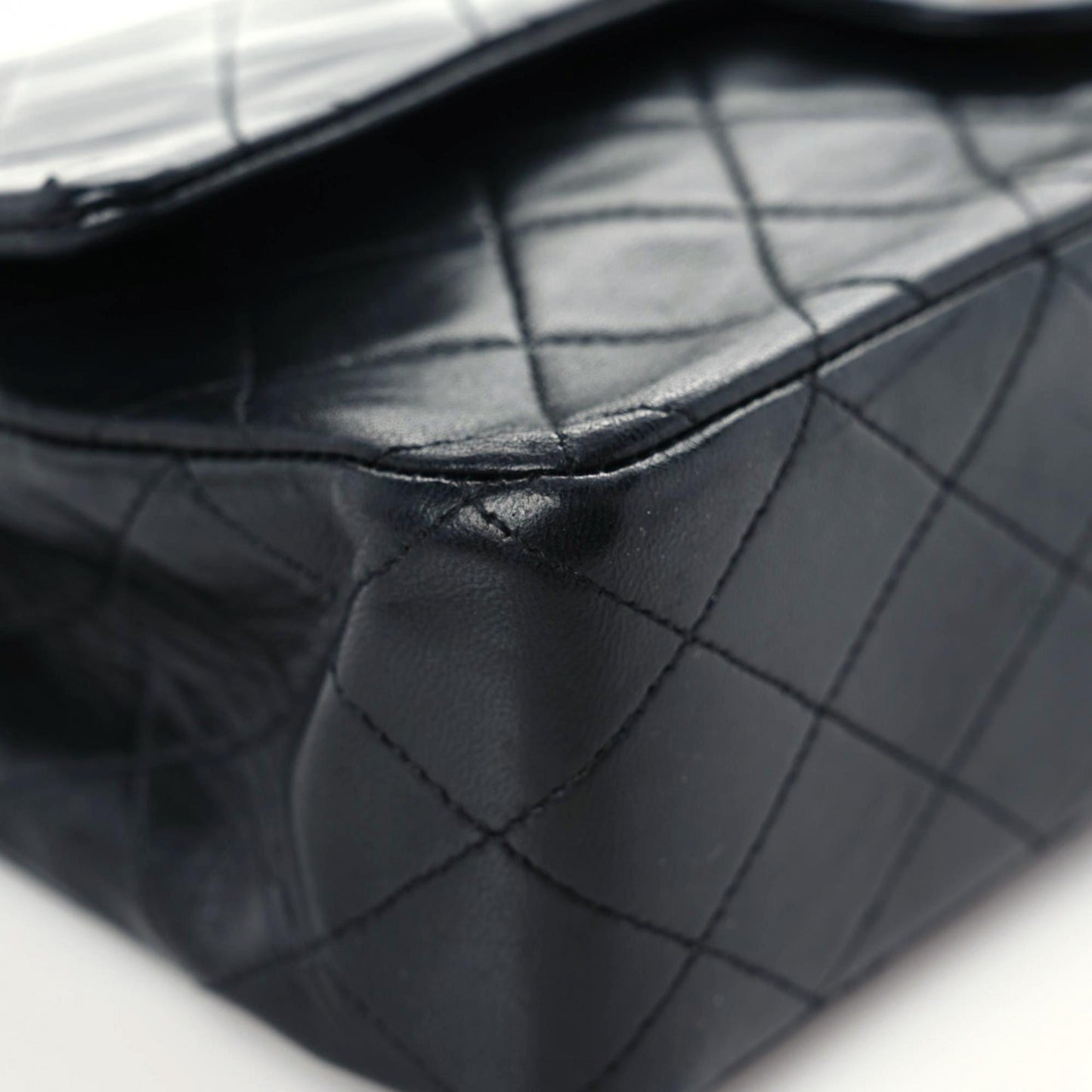 Lambskin Quilted Medium Double Flap Black
