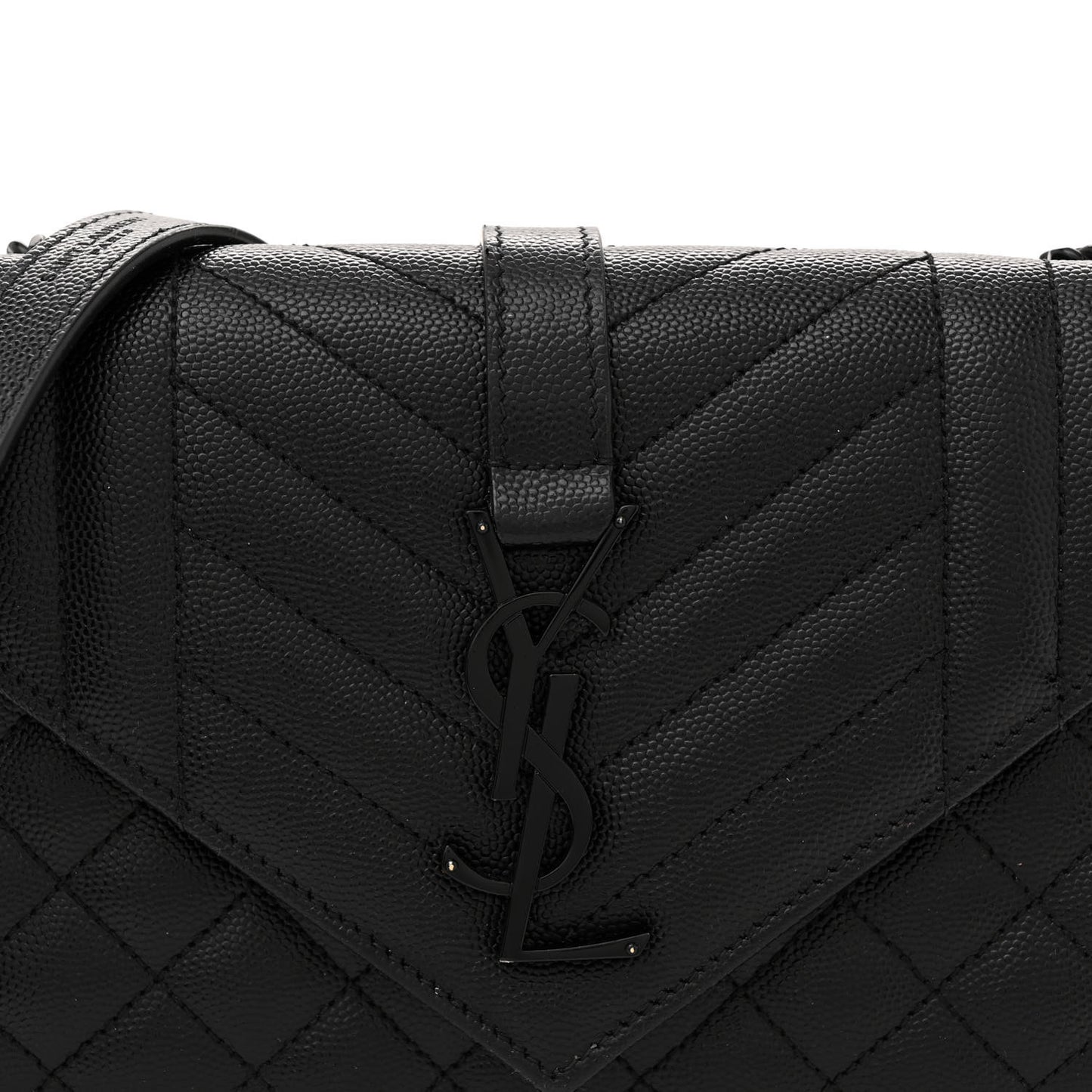 Grain De Poudre Textured Mixed Matelasse Triquilt Small Monogram Monochrome Satchel Black