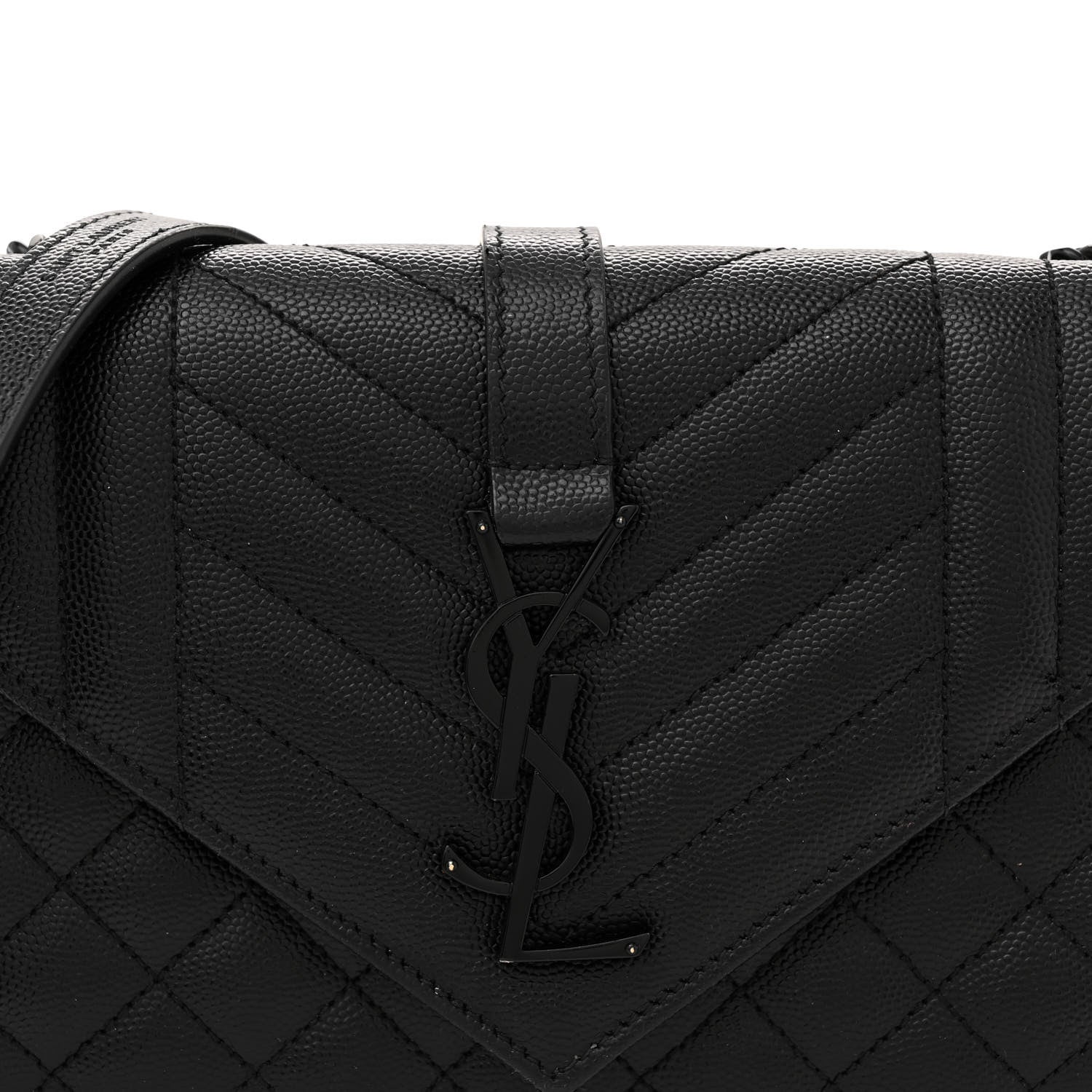 Saint Laurent Grain De Poudre Textured Mixed Matelasse Triquilt Small Monogram Monochrome Satchel Black 7 of 12