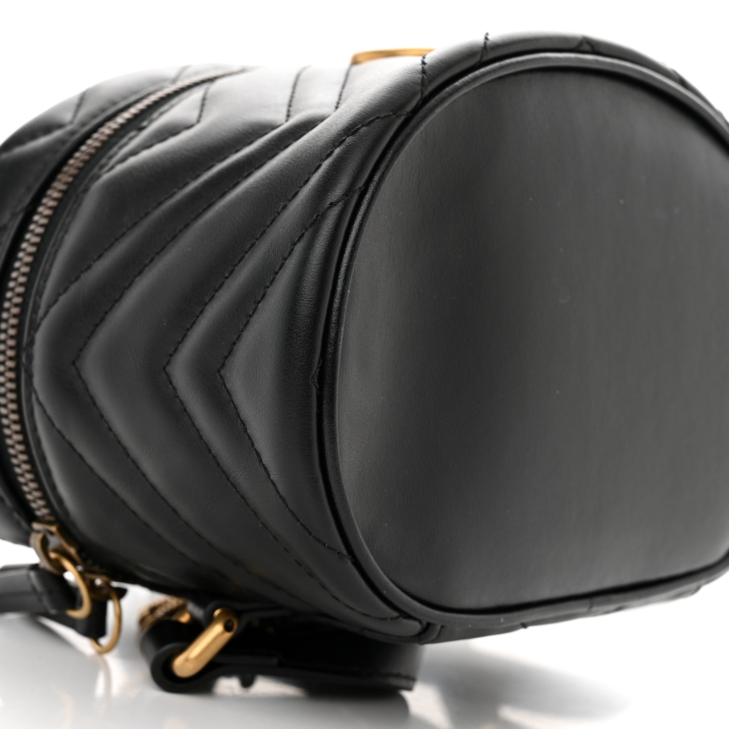 Calfskin Matelasse Mini GG Marmont Round Backpack Black