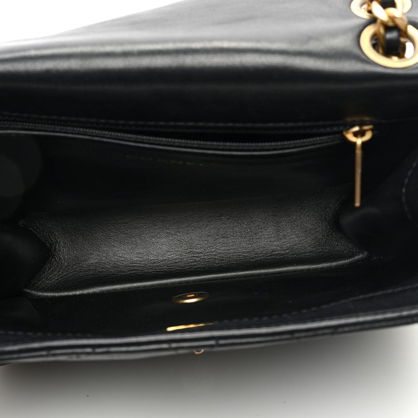 Lambskin Quilted Chaine Lettre Square Flap Black