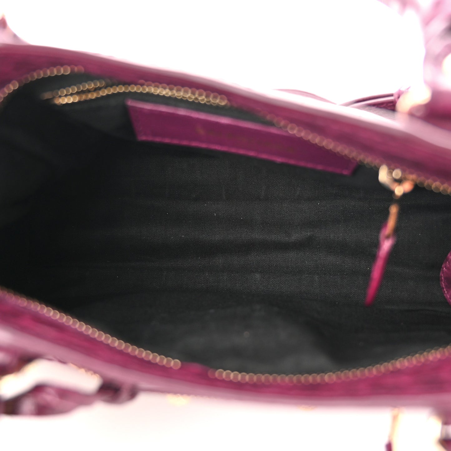 Calfskin Crocodile Embossed Giant 12 Gold Hardware Mini City Violet Prune