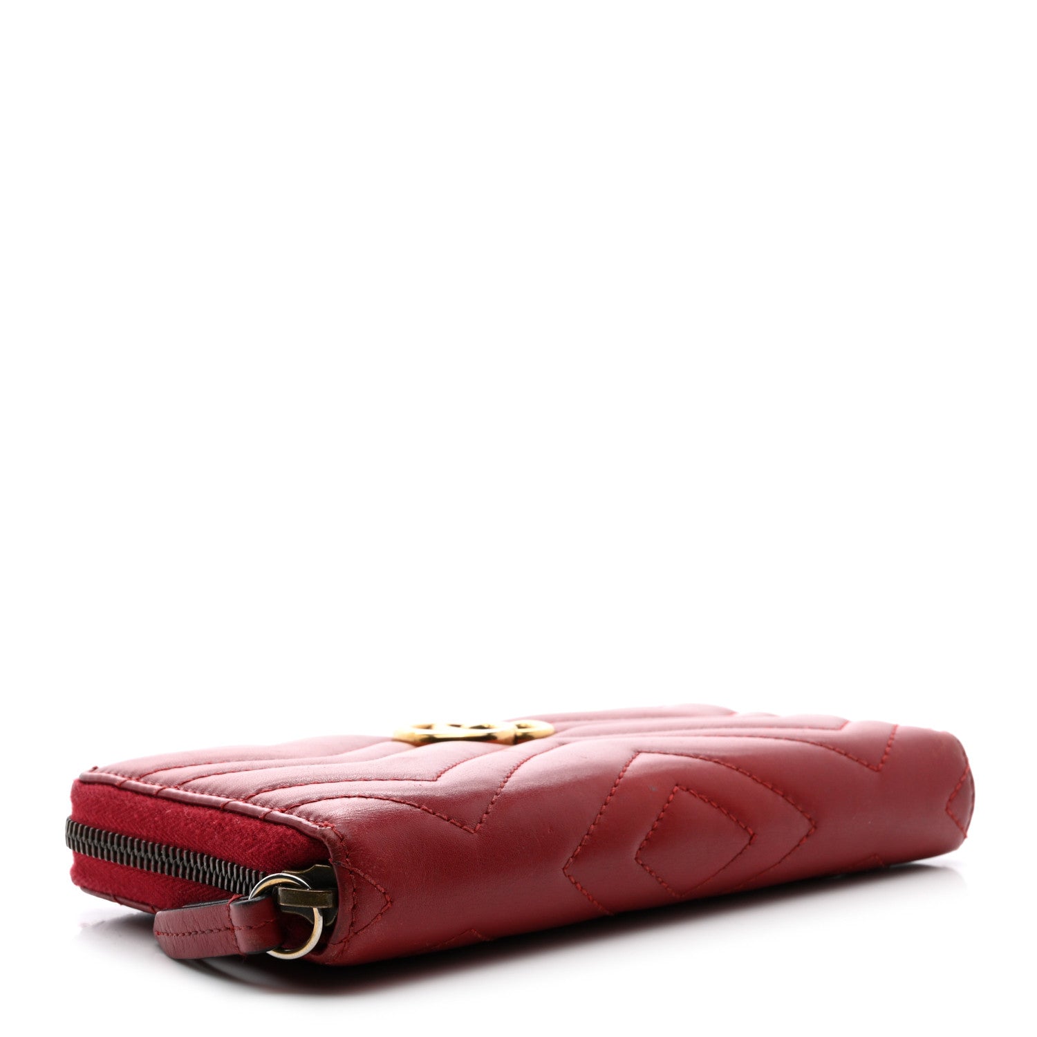 Gucci Calfskin Matelasse GG Marmont Zip Around Wallet Hibiscus Red 4 of 12