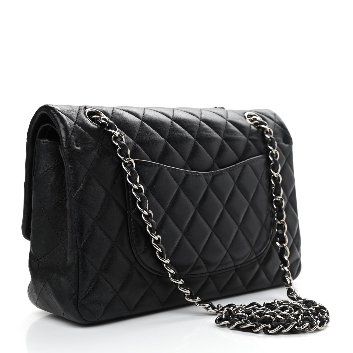 Lambskin Quilted Medium Double Flap Black