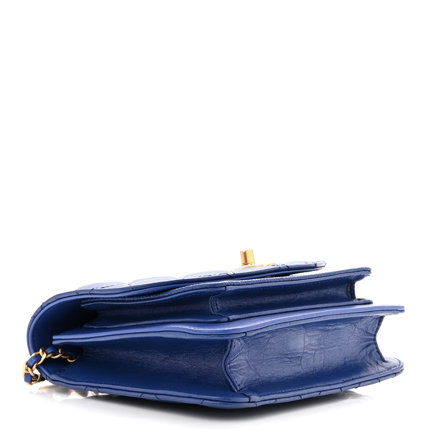 Calfskin Caviar Quilted Mini Chain Handle Flap Blue