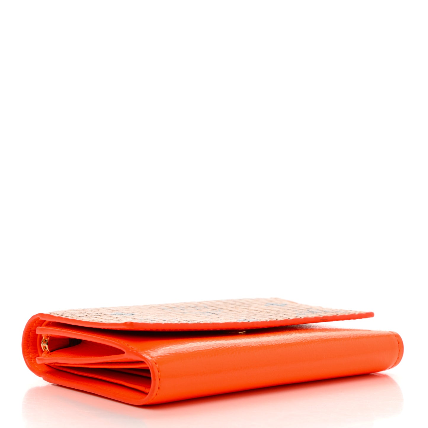 Visetos Patent Trifold Wallet Cognac Orange